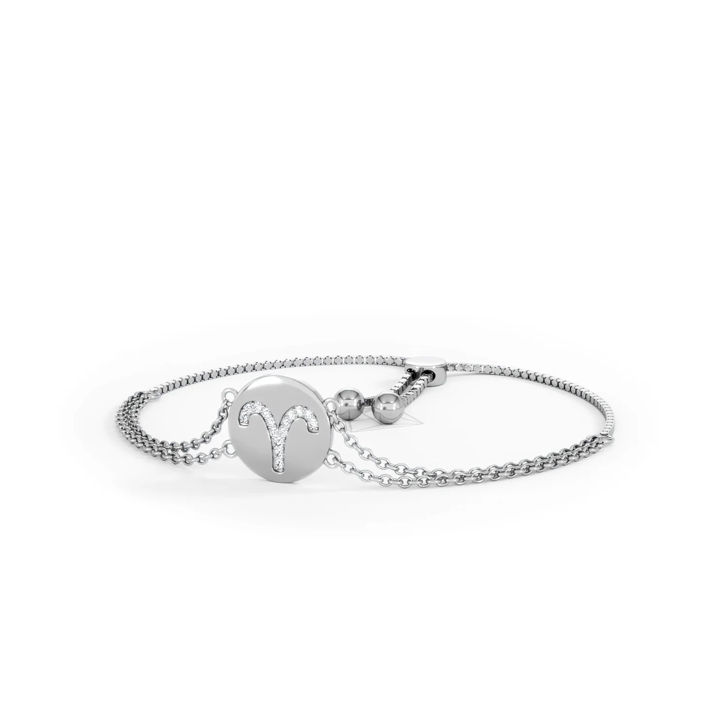 Astrology Aries 0.07ct Lab Grown Diamond Adjustable Medallion Bracelet Sterling Silver - Image 84