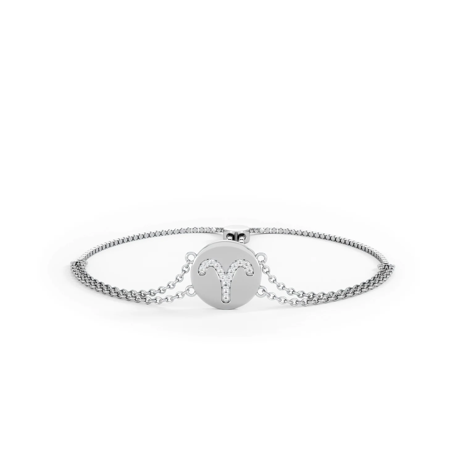 Astrology Aries 0.07ct Lab Grown Diamond Adjustable Medallion Bracelet Sterling Silver - Image 88