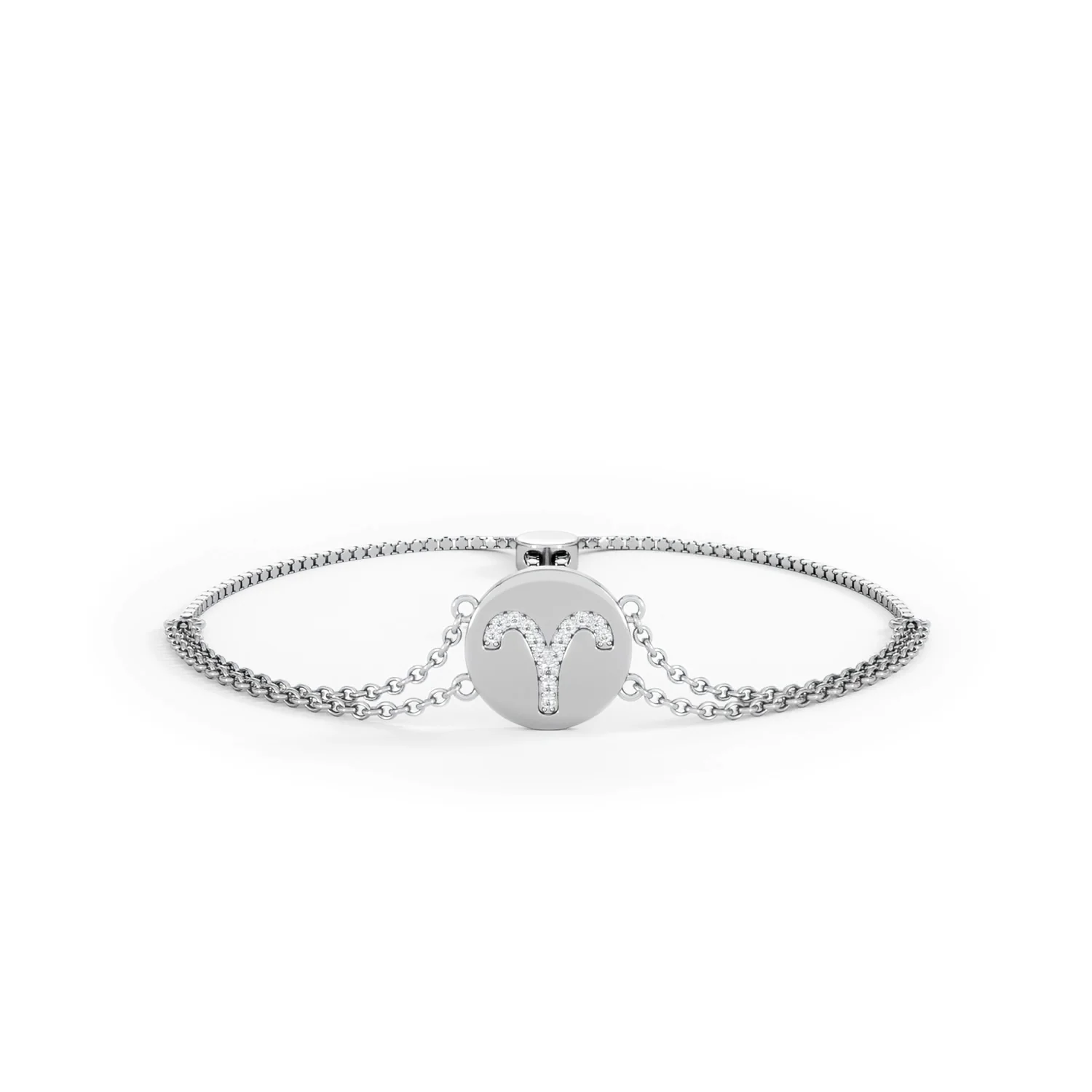 Astrology Aries 0.07ct Lab Grown Diamond Adjustable Medallion Bracelet Sterling Silver - Image 9