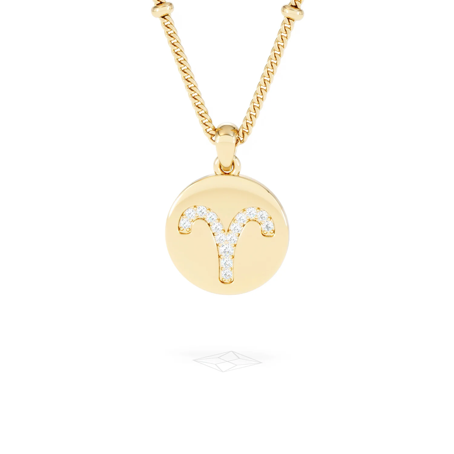 Astrology Aries 0.07ct Lab Grown Diamond Medallion Pendant Necklace in 18K Gold Vermeil - Image 10
