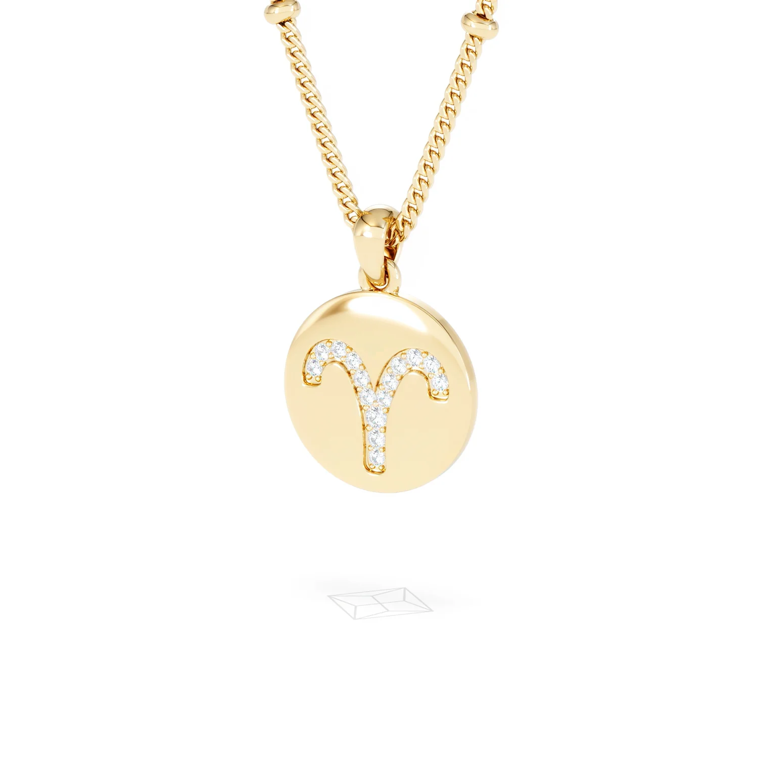 Astrology Aries 0.07ct Lab Grown Diamond Medallion Pendant Necklace in 18K Gold Vermeil - Image 14