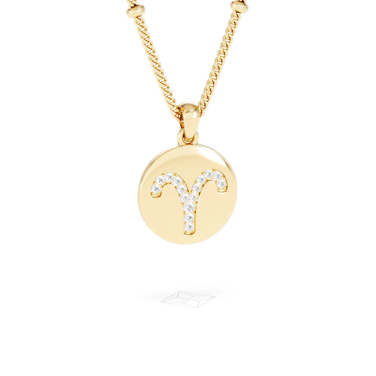 Astrology Aries 0.07ct Lab Grown Diamond Medallion Pendant Necklace in 18K Gold Vermeil - Image 84