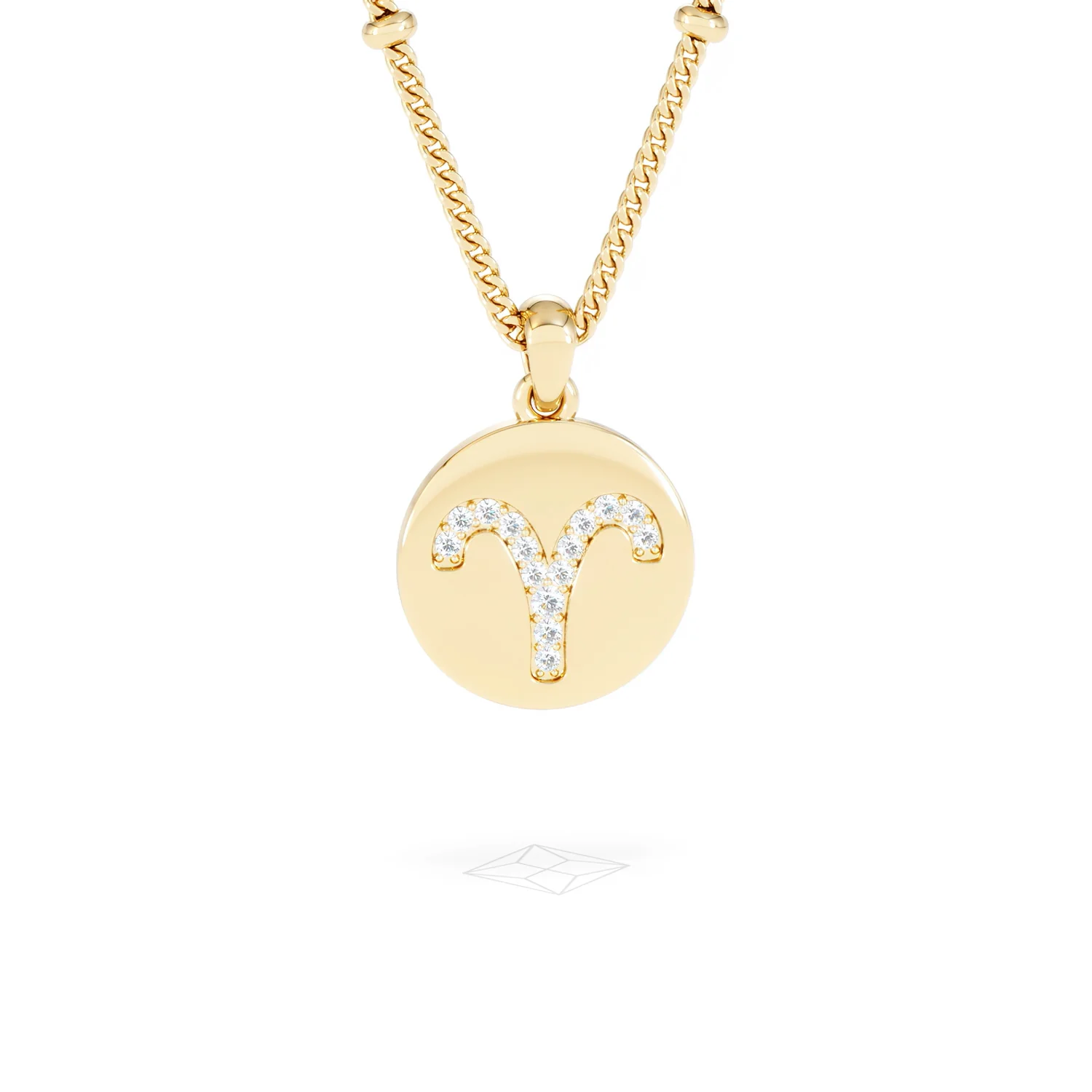 Astrology Aries 0.07ct Lab Grown Diamond Medallion Pendant Necklace in 18K Gold Vermeil - Image 86