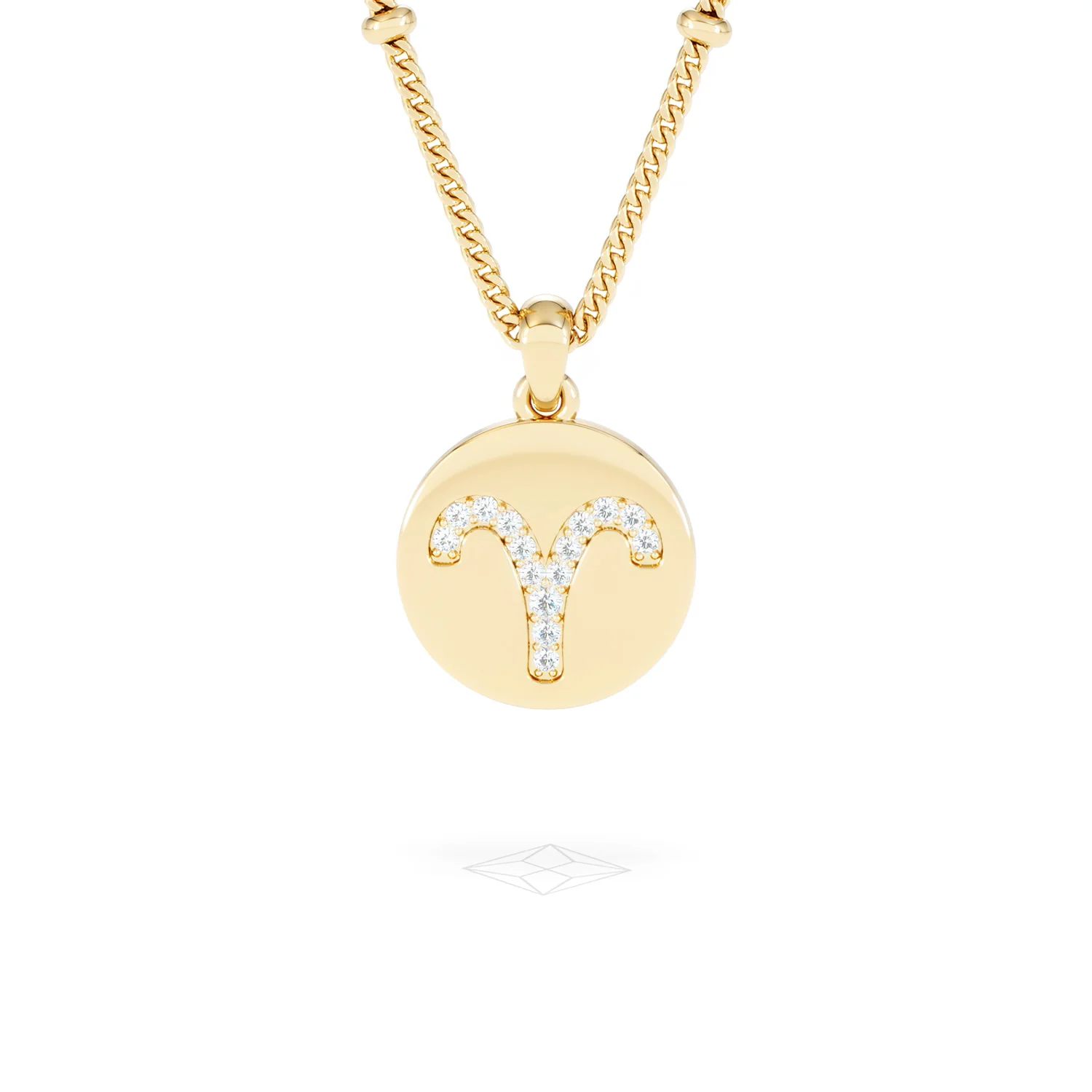 Astrology Aries 0.07ct Lab Grown Diamond Medallion Pendant Necklace in 18K Gold Vermeil - Image 9