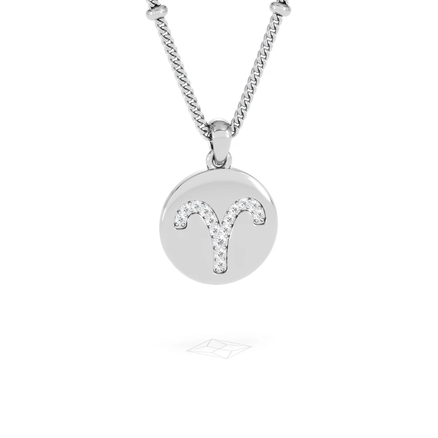Astrology Aries 0.07ct Lab Grown Diamond Medallion Pendant Necklace in Sterling Silver - Image 85