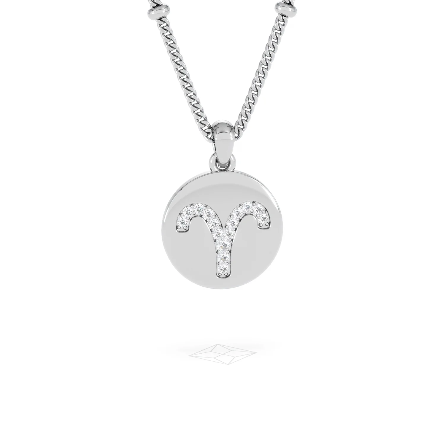 Astrology Aries 0.07ct Lab Grown Diamond Medallion Pendant Necklace in Sterling Silver - Image 86