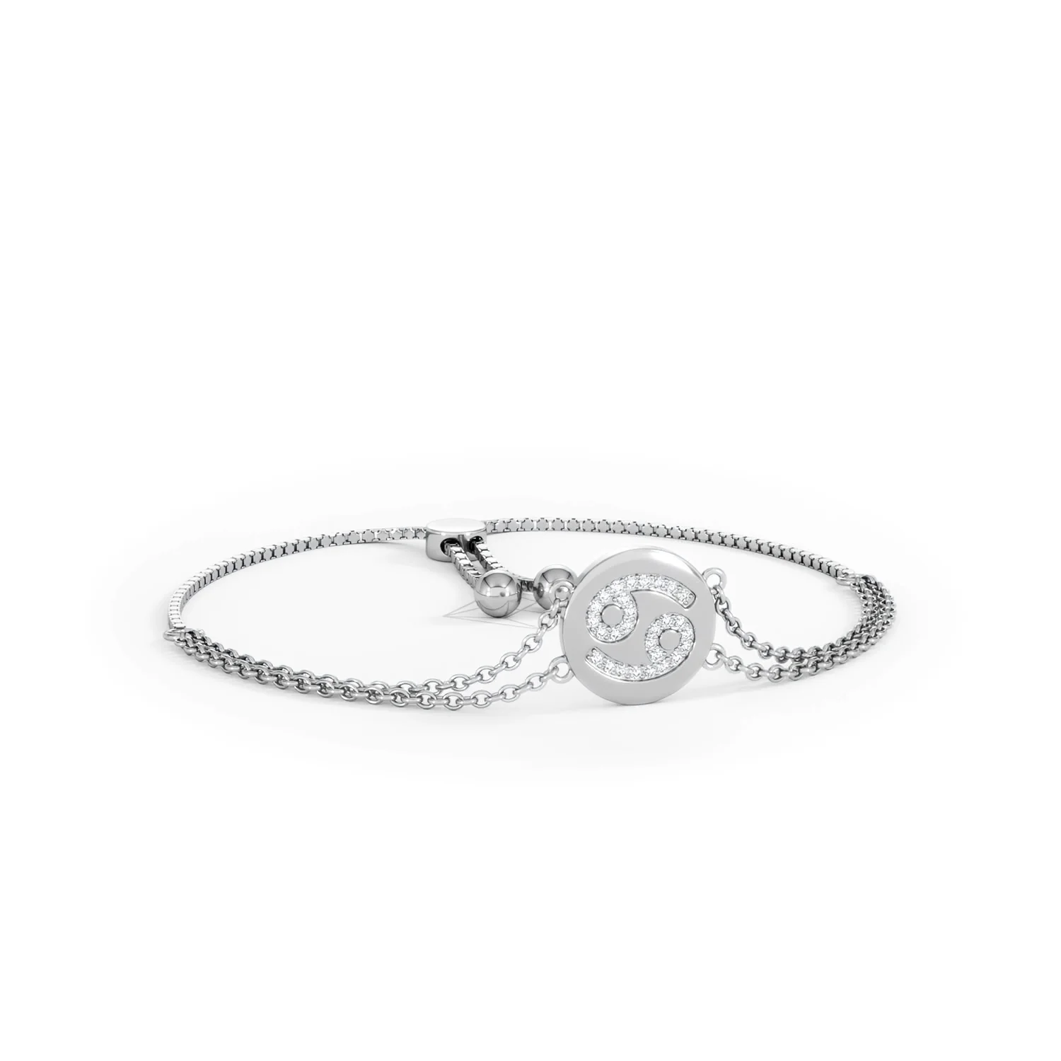 Astrology Cancer 0.07ct Lab Grown Diamond Adjustable Medallion Bracelet Sterling Silver - Image 13