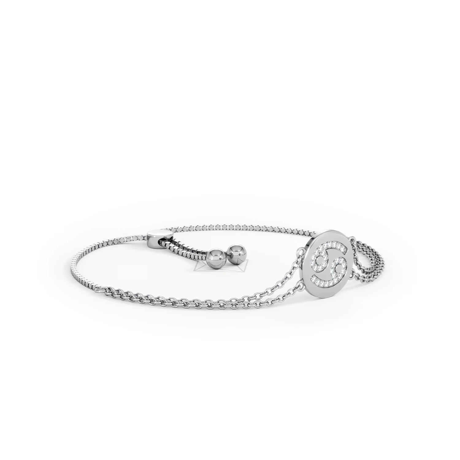 Astrology Cancer 0.07ct Lab Grown Diamond Adjustable Medallion Bracelet Sterling Silver - Image 18
