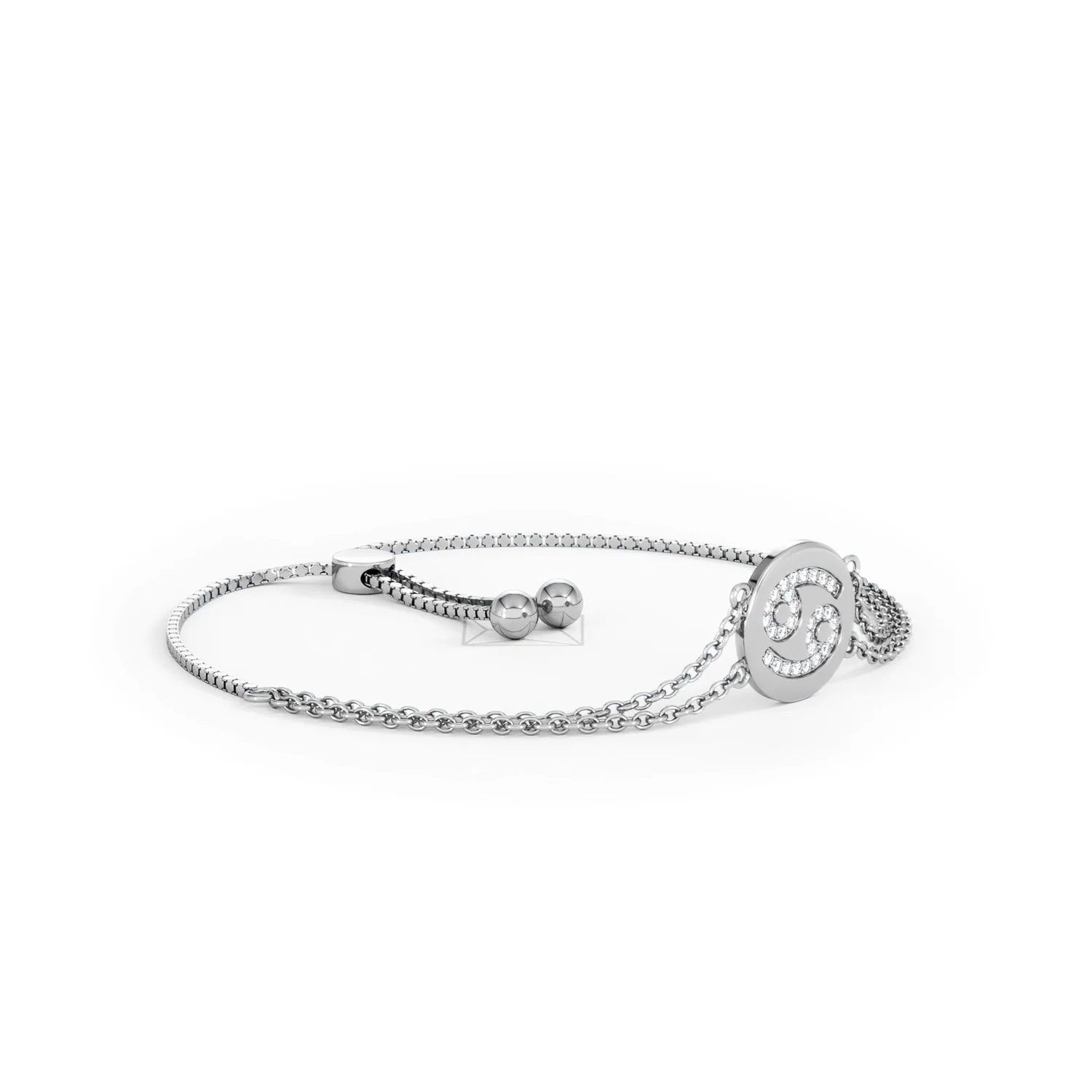 Astrology Cancer 0.07ct Lab Grown Diamond Adjustable Medallion Bracelet Sterling Silver - Image 19