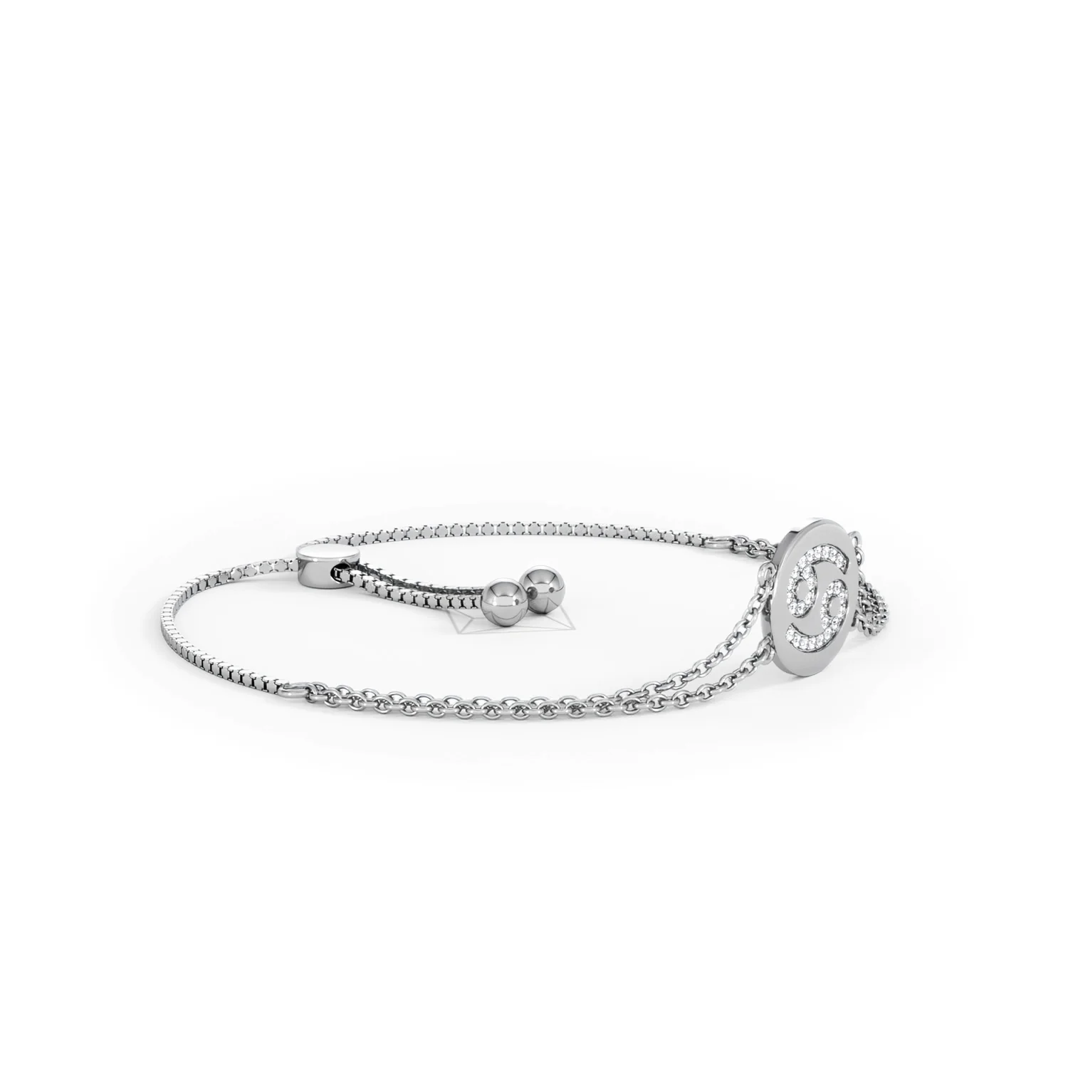 Astrology Cancer 0.07ct Lab Grown Diamond Adjustable Medallion Bracelet Sterling Silver - Image 21