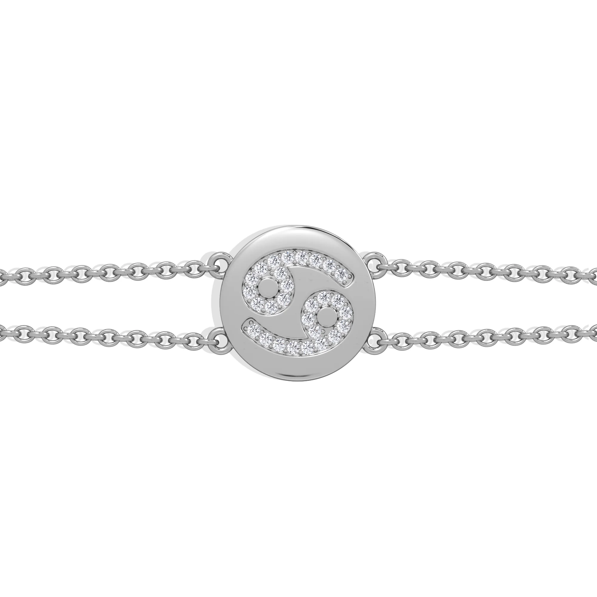 Astrology Cancer 0.07ct Lab Grown Diamond Adjustable Medallion Bracelet Sterling Silver - Image 5