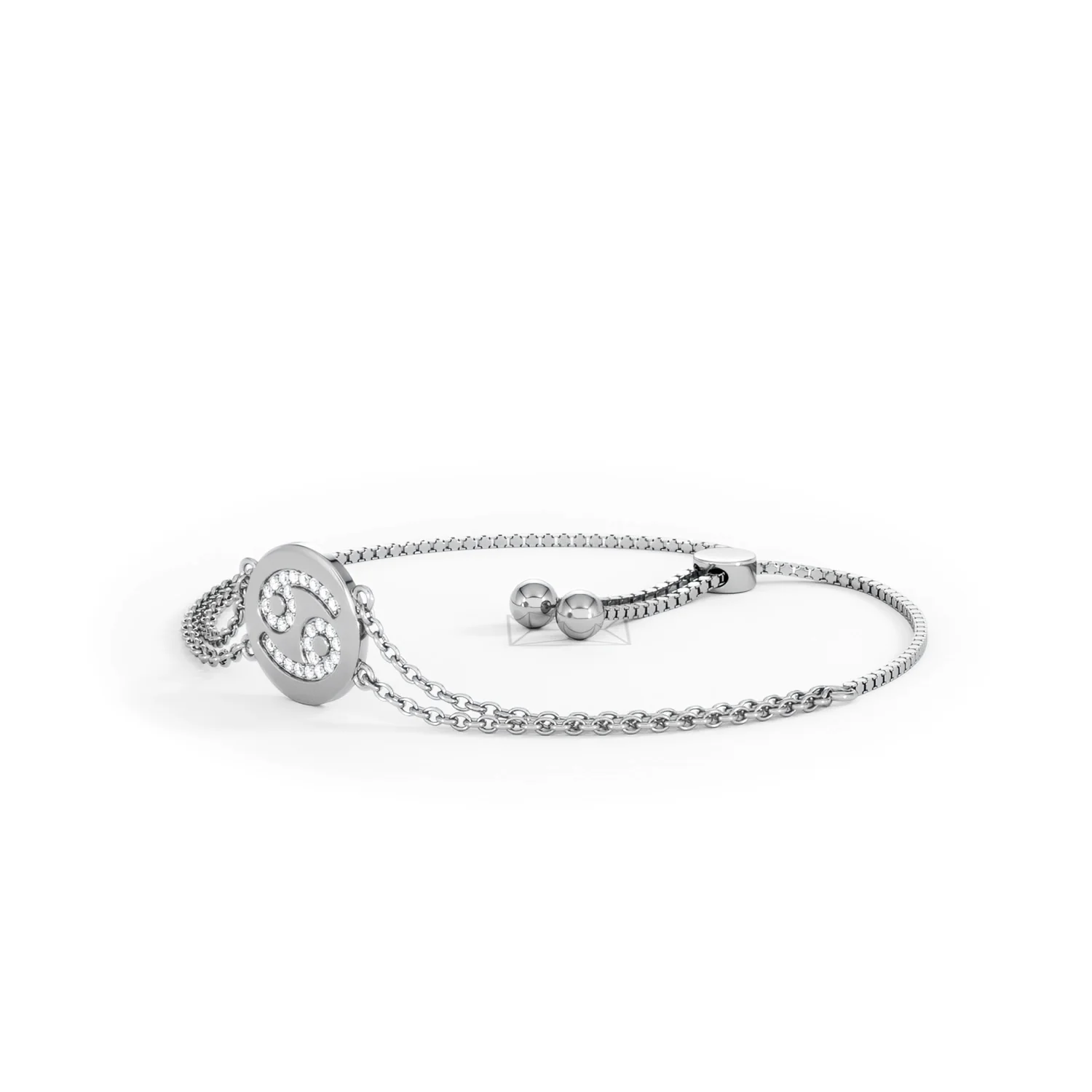 Astrology Cancer 0.07ct Lab Grown Diamond Adjustable Medallion Bracelet Sterling Silver - Image 79