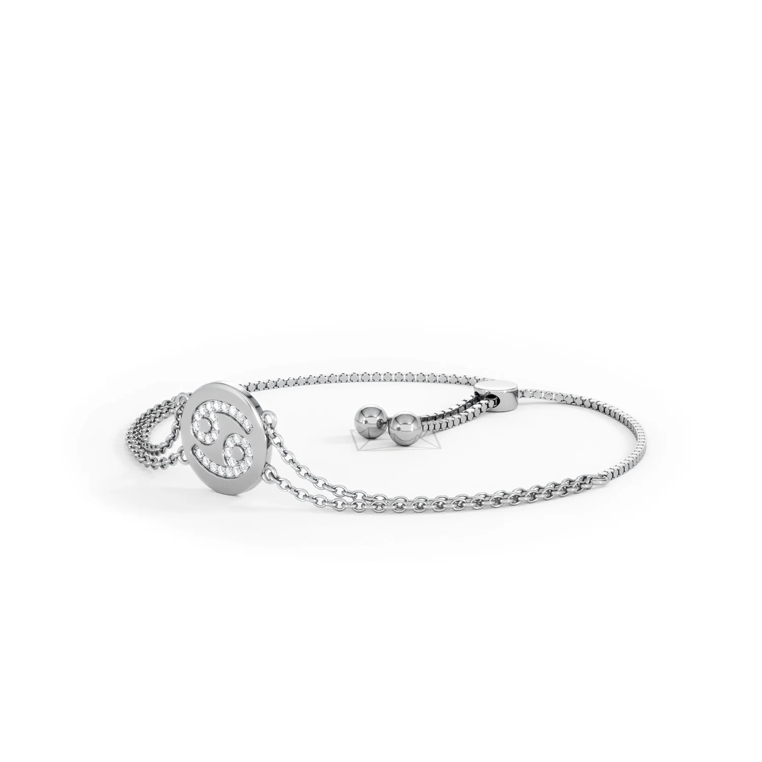 Astrology Cancer 0.07ct Lab Grown Diamond Adjustable Medallion Bracelet Sterling Silver - Image 80