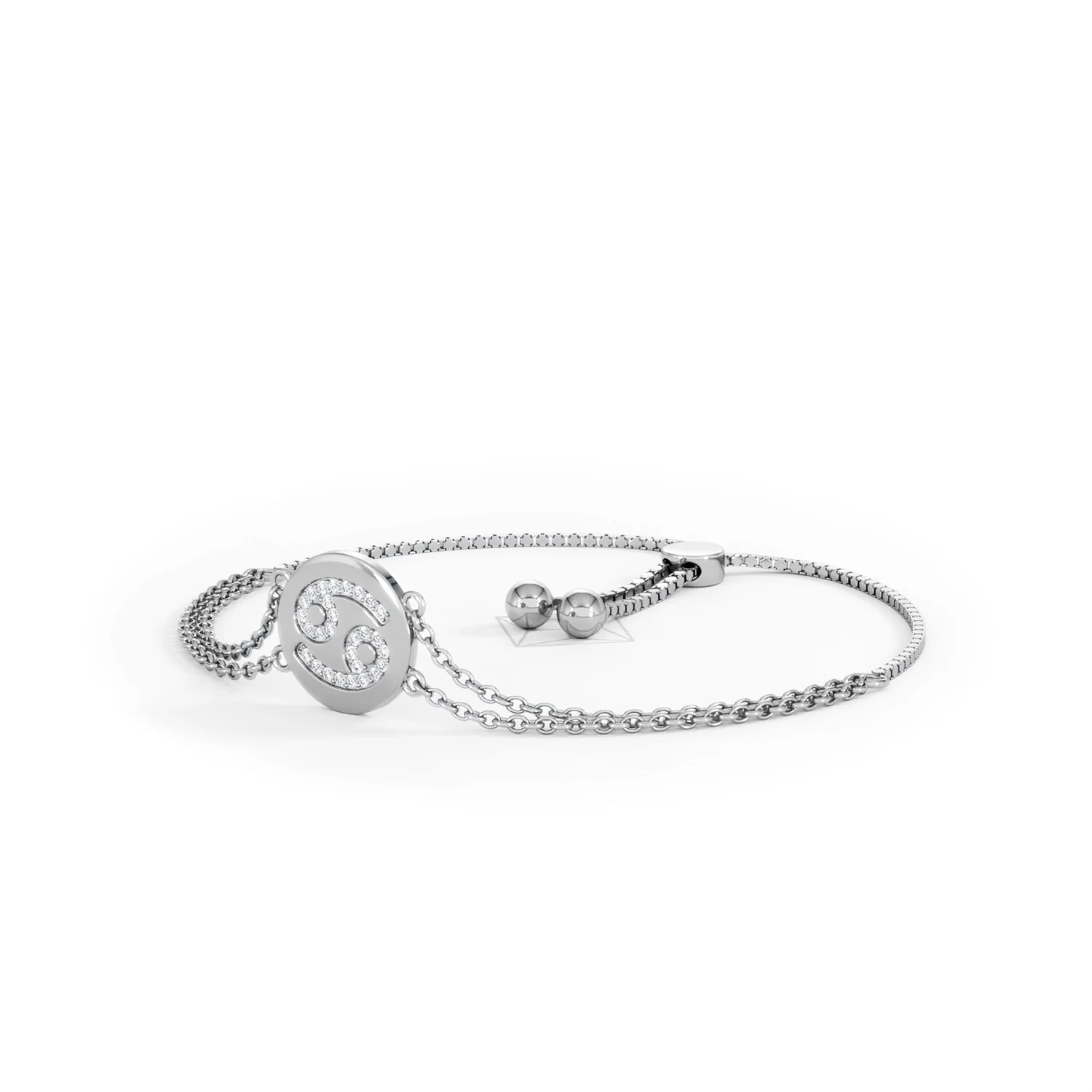 Astrology Cancer 0.07ct Lab Grown Diamond Adjustable Medallion Bracelet Sterling Silver - Image 81