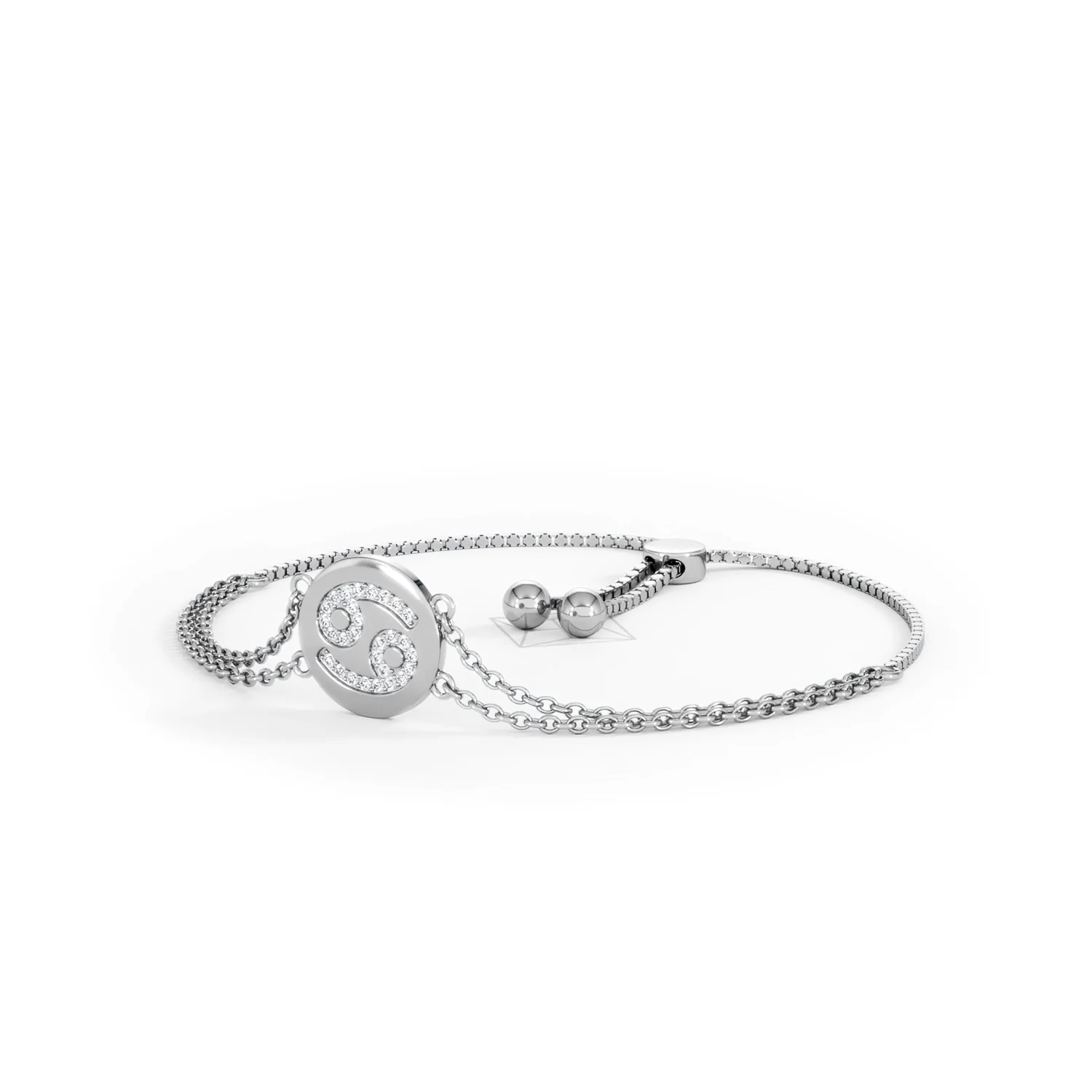 Astrology Cancer 0.07ct Lab Grown Diamond Adjustable Medallion Bracelet Sterling Silver - Image 82