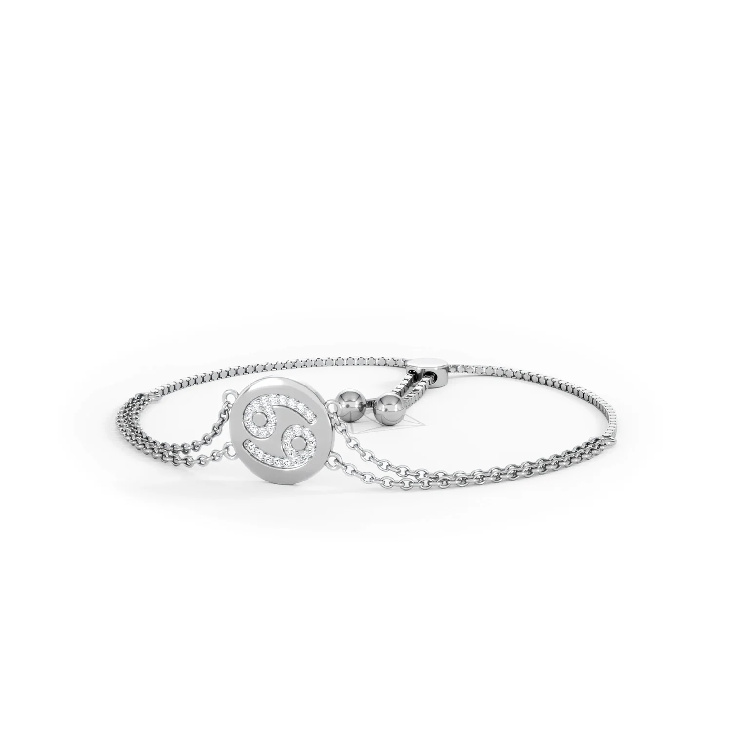 Astrology Cancer 0.07ct Lab Grown Diamond Adjustable Medallion Bracelet Sterling Silver - Image 84
