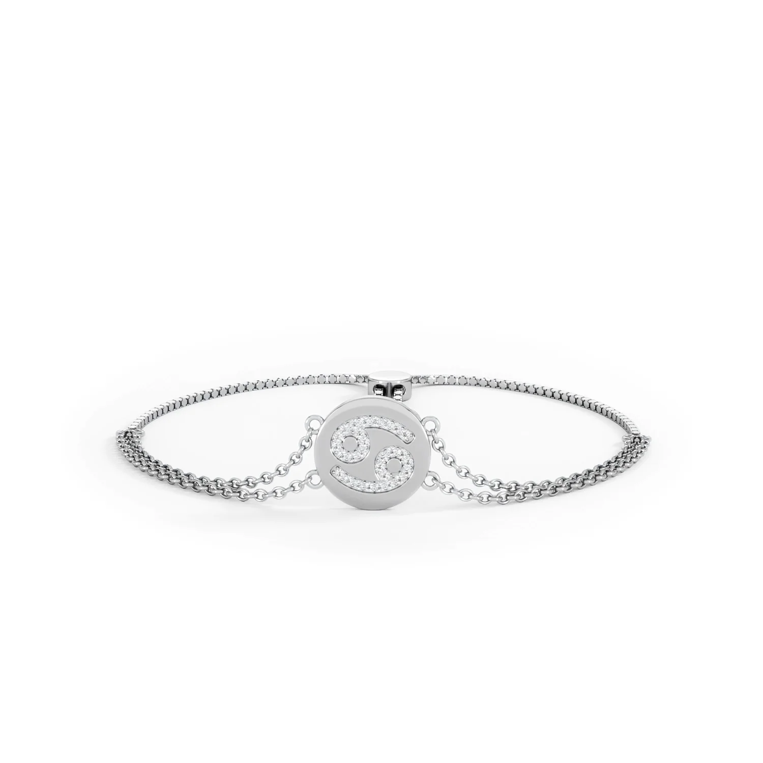 Astrology Cancer 0.07ct Lab Grown Diamond Adjustable Medallion Bracelet Sterling Silver - Image 88