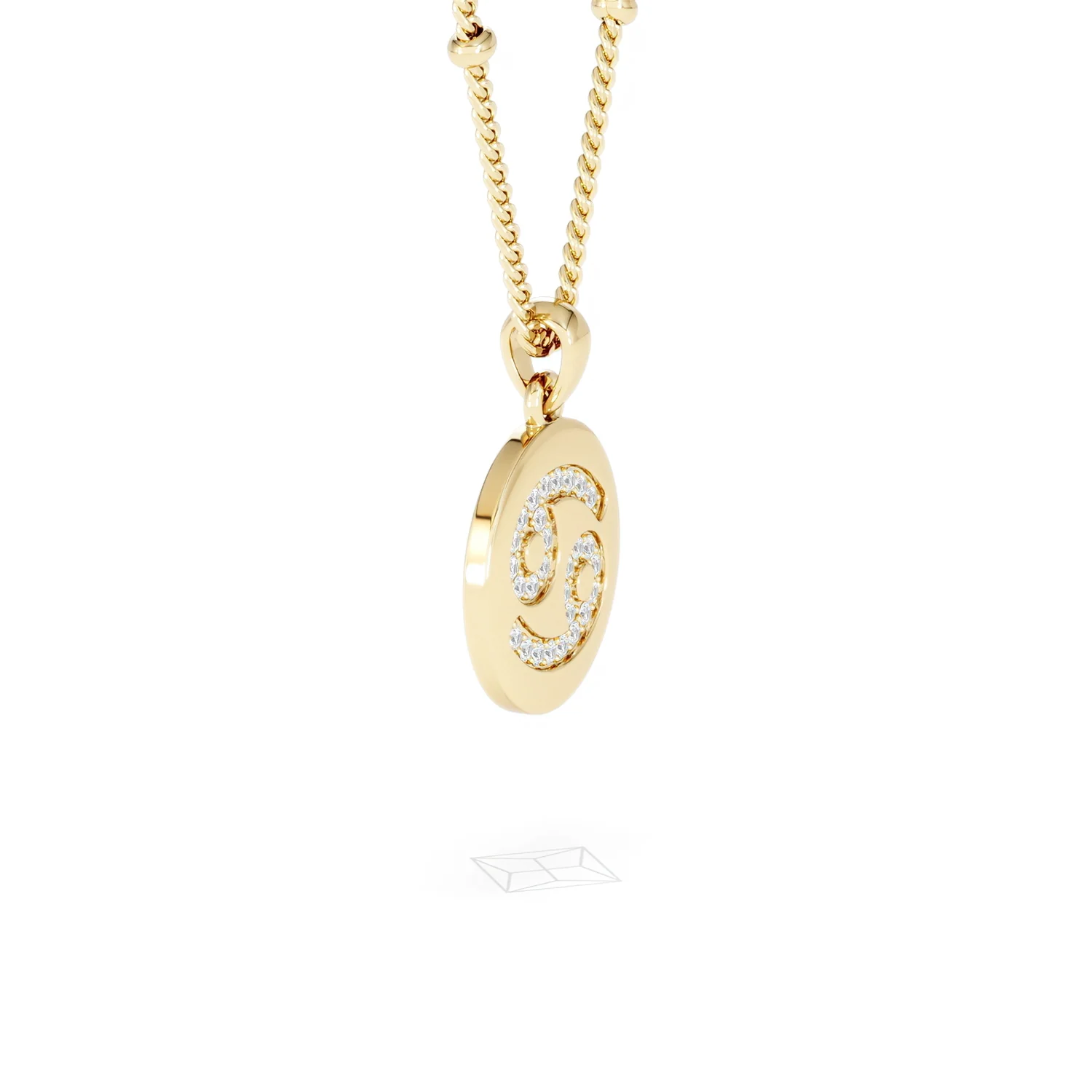Astrology Cancer 0.07ct Lab Grown Diamond Medallion Pendant Necklace in 18K Gold Vermeil - Image 23