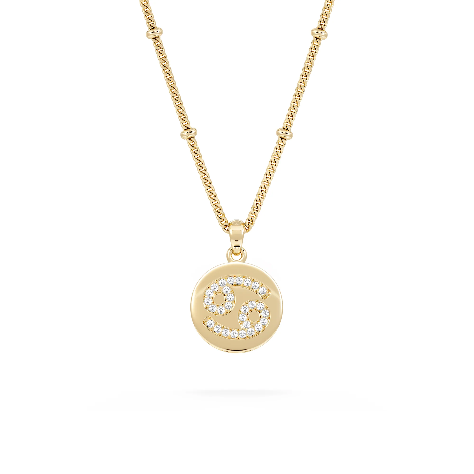 Astrology Cancer 0.07ct Lab Grown Diamond Medallion Pendant Necklace in 18K Gold Vermeil - Image 3
