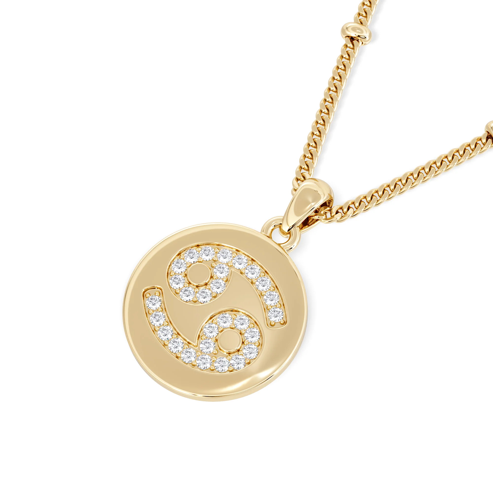 Astrology Cancer 0.07ct Lab Grown Diamond Medallion Pendant Necklace in 18K Gold Vermeil - Image 5
