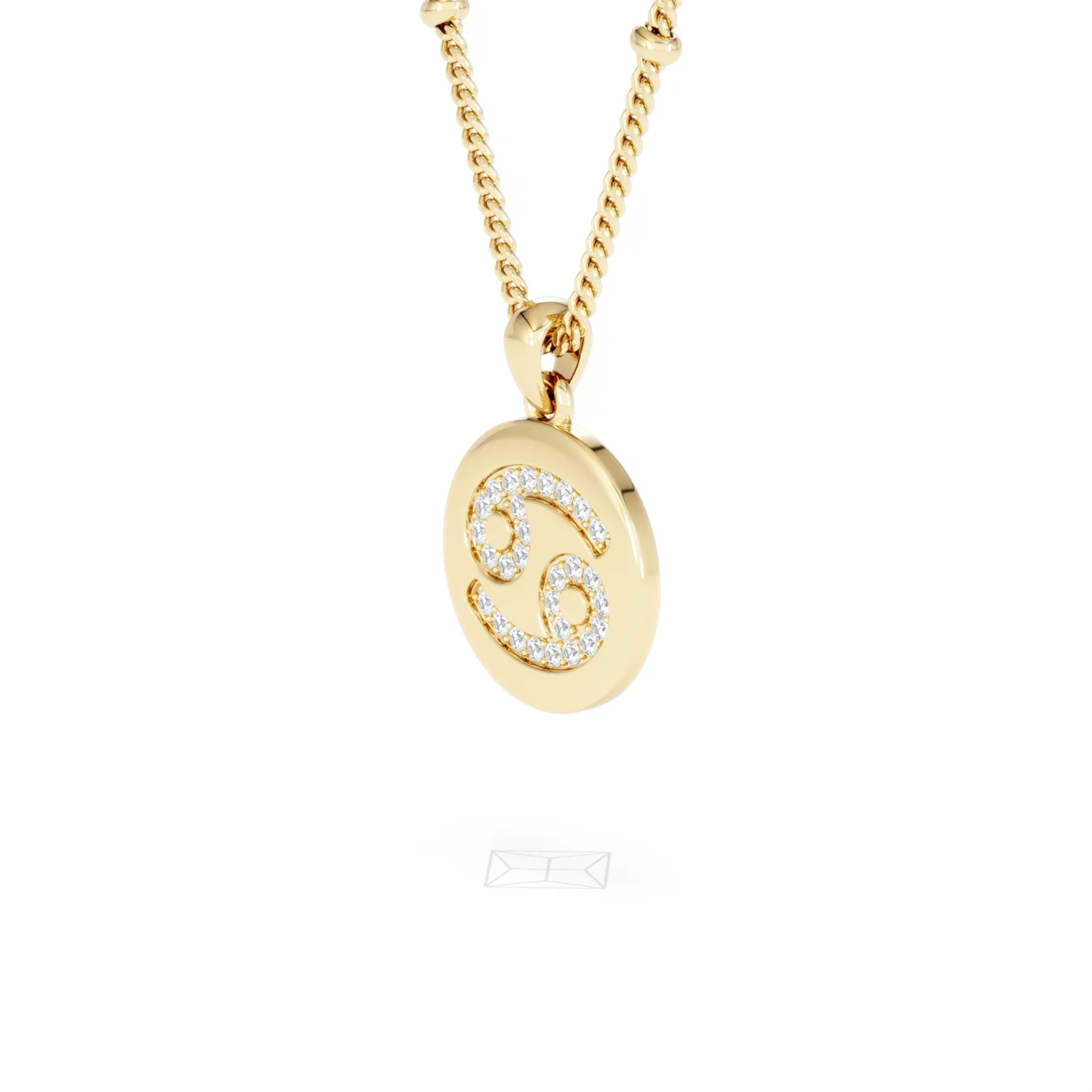 Astrology Cancer 0.07ct Lab Grown Diamond Medallion Pendant Necklace in 18K Gold Vermeil - Image 78