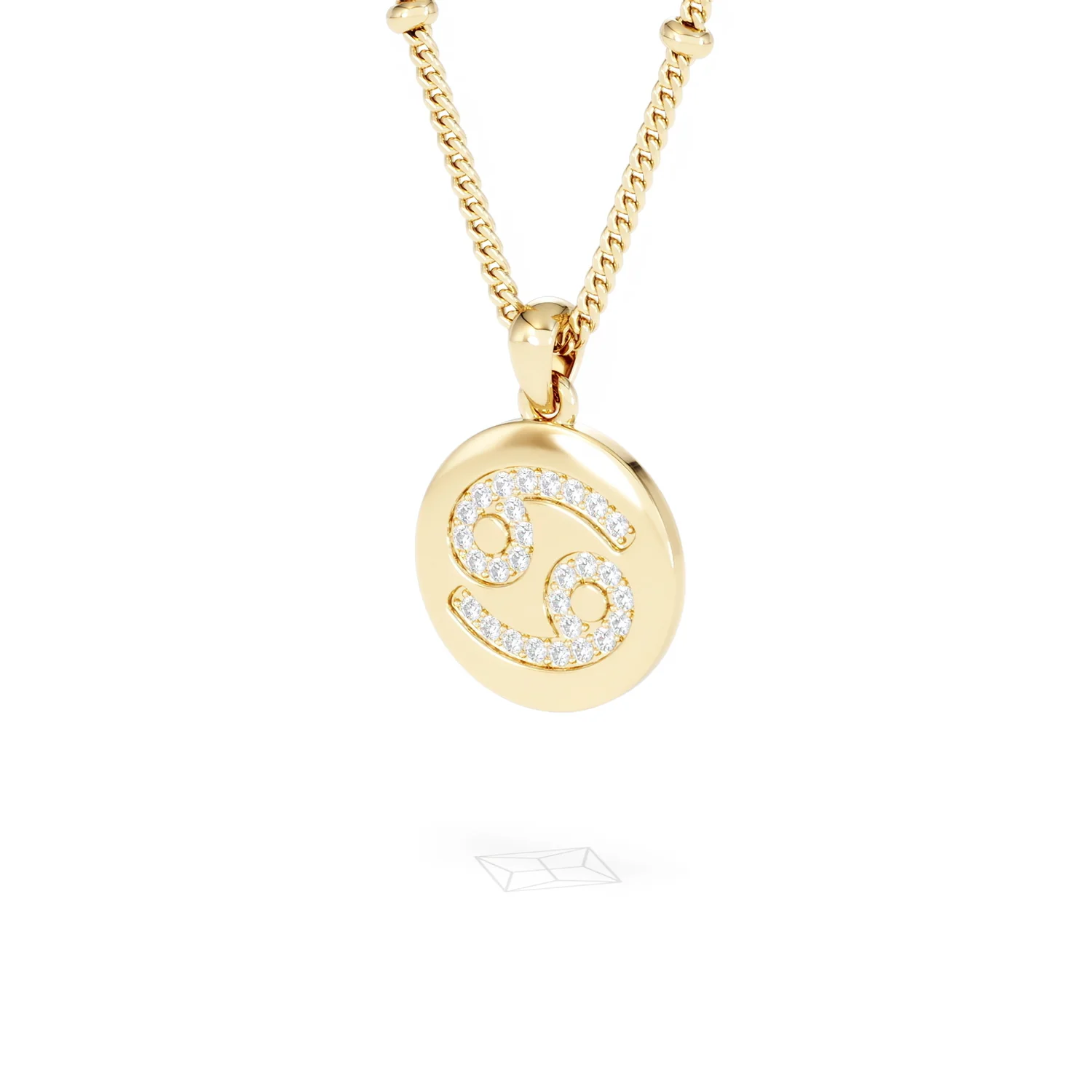 Astrology Cancer 0.07ct Lab Grown Diamond Medallion Pendant Necklace in 18K Gold Vermeil - Image 82