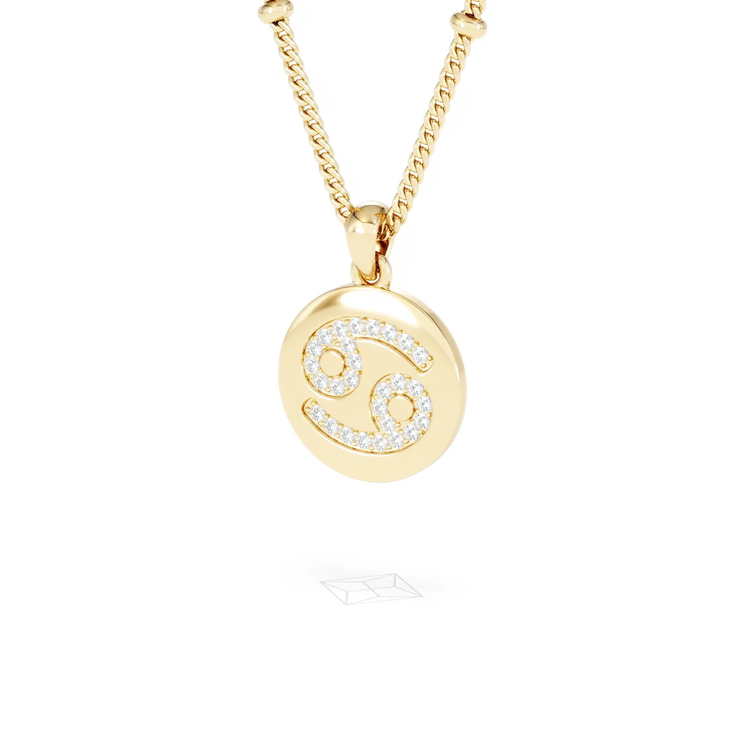 Astrology Cancer 0.07ct Lab Grown Diamond Medallion Pendant Necklace in 18K Gold Vermeil - Image 83