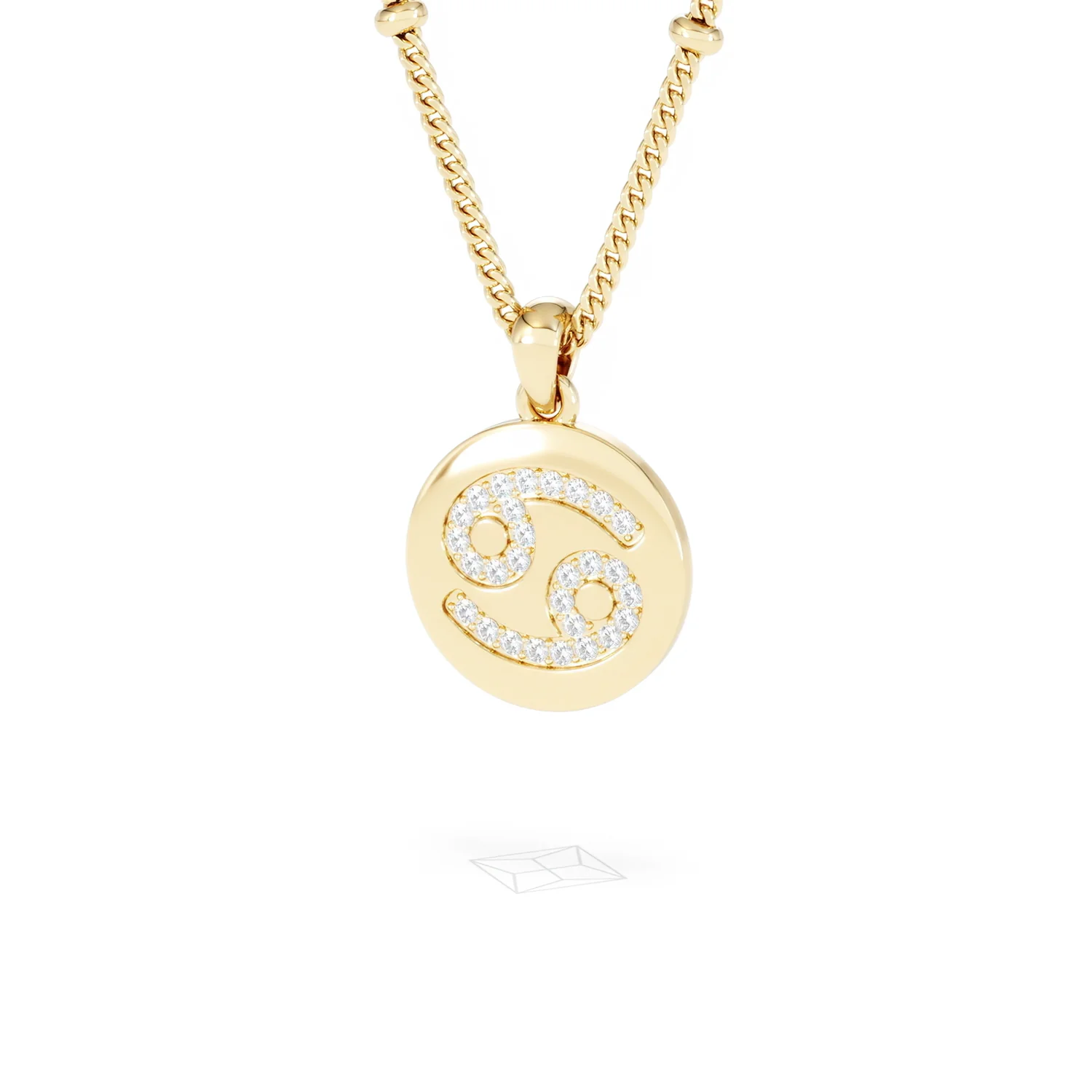 Astrology Cancer 0.07ct Lab Grown Diamond Medallion Pendant Necklace in 18K Gold Vermeil - Image 84