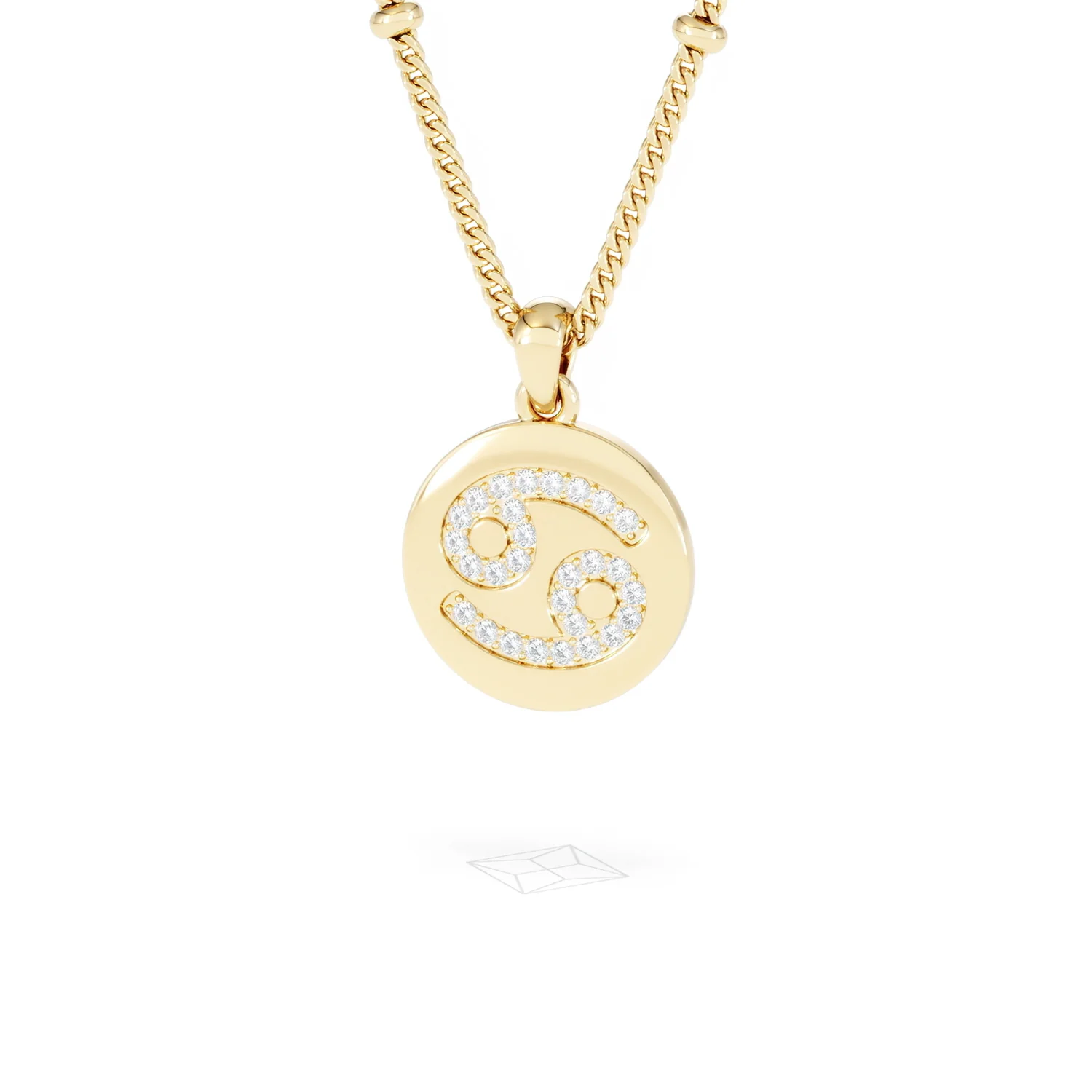 Astrology Cancer 0.07ct Lab Grown Diamond Medallion Pendant Necklace in 18K Gold Vermeil - Image 85