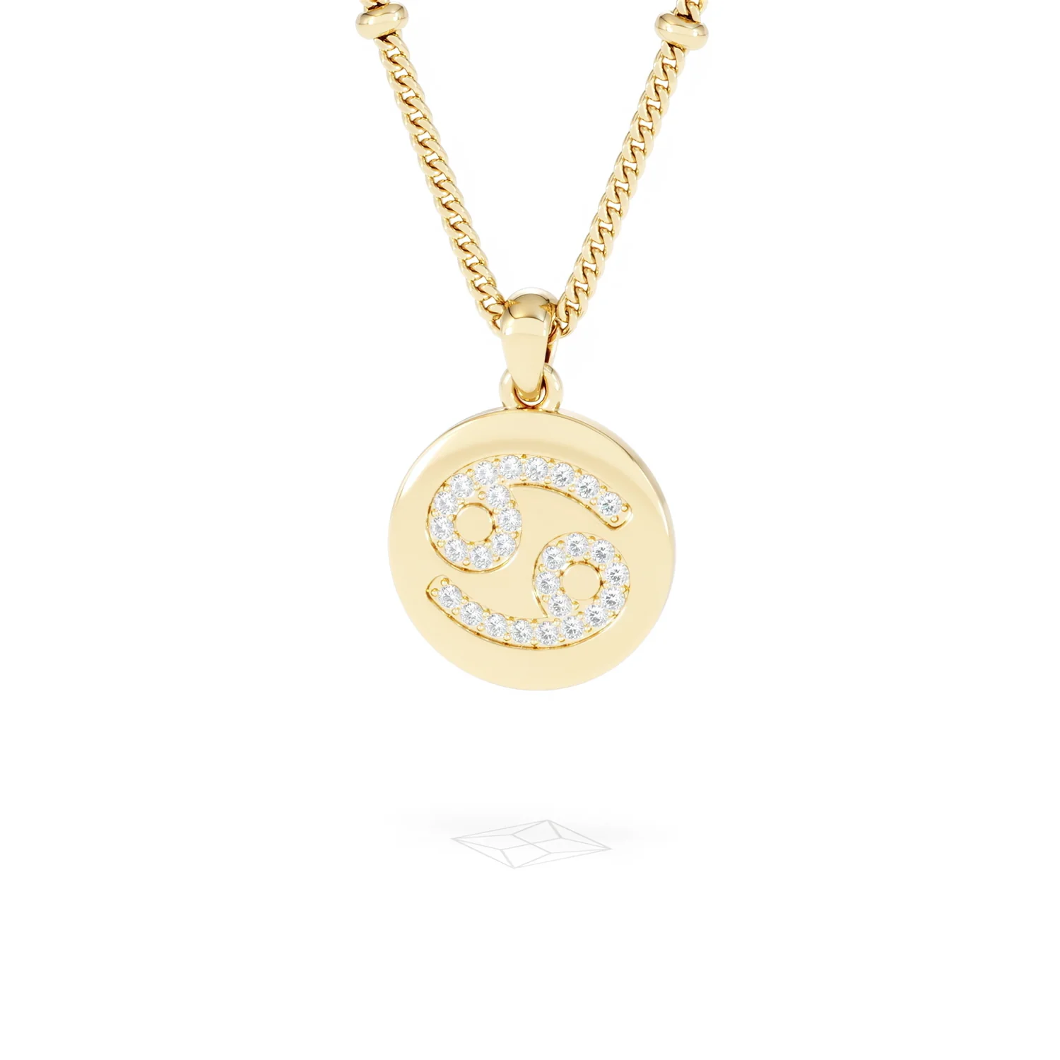 Astrology Cancer 0.07ct Lab Grown Diamond Medallion Pendant Necklace in 18K Gold Vermeil - Image 86