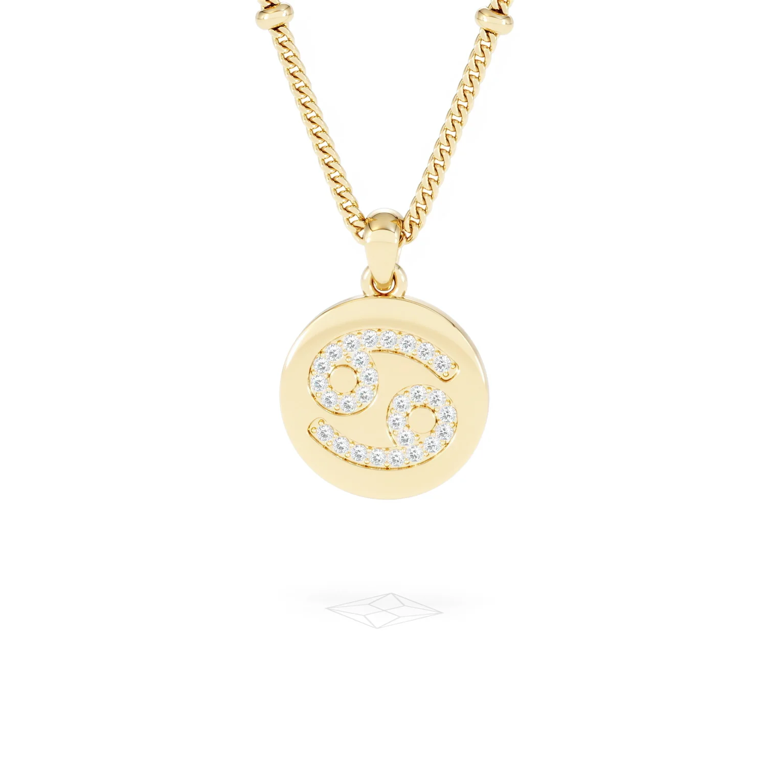 Astrology Cancer 0.07ct Lab Grown Diamond Medallion Pendant Necklace in 18K Gold Vermeil - Image 87
