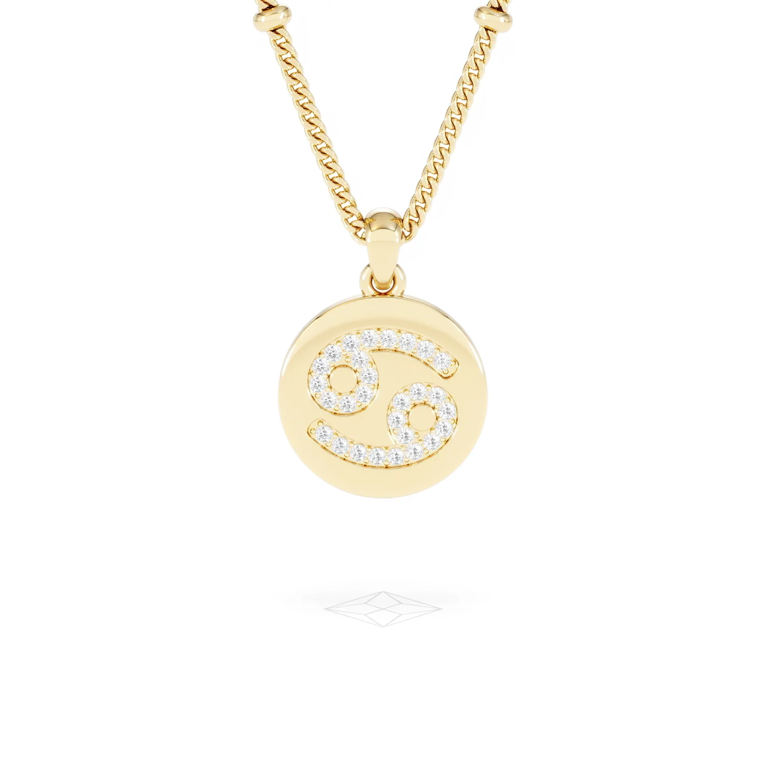 Astrology Cancer 0.07ct Lab Grown Diamond Medallion Pendant Necklace in 18K Gold Vermeil - Image 9
