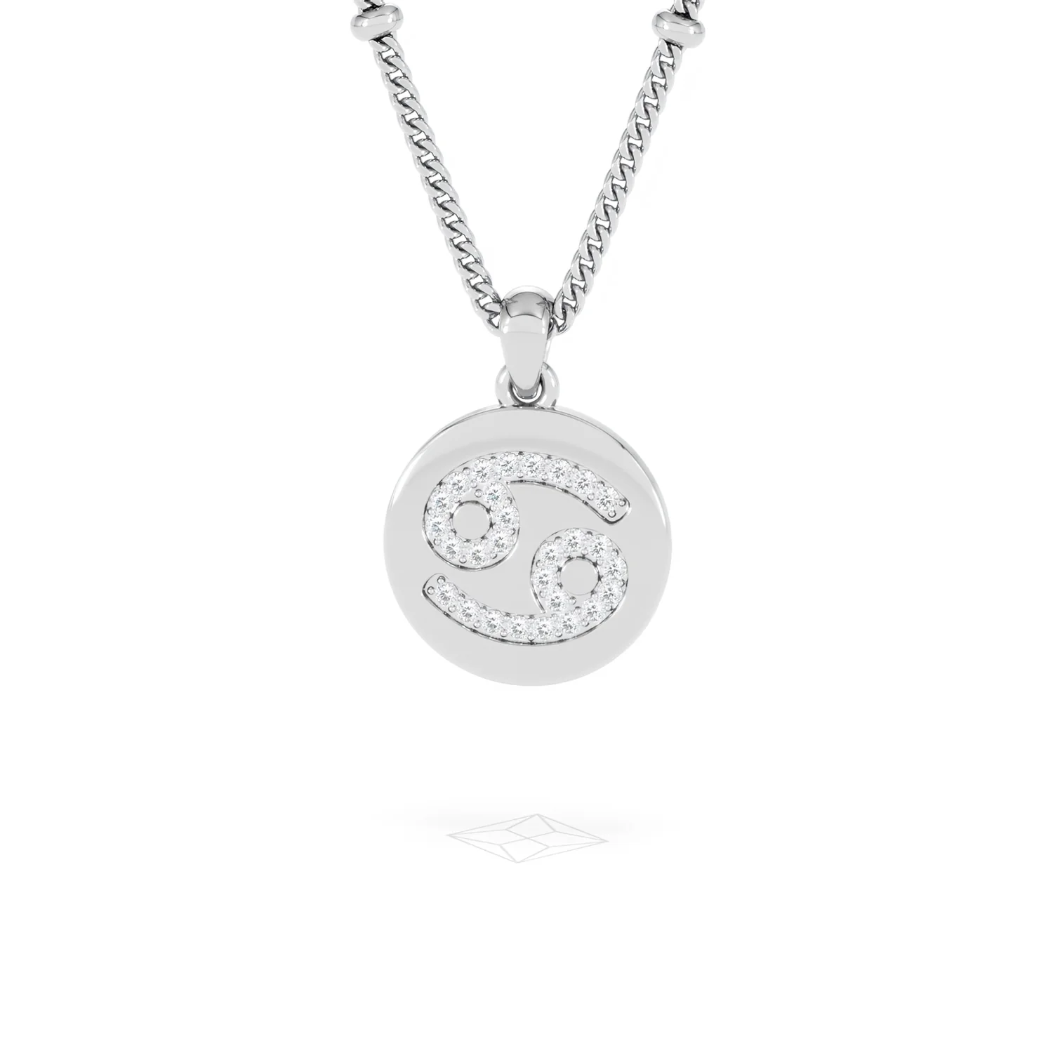Astrology Cancer 0.07ct Lab Grown Diamond Medallion Pendant Necklace in Sterling Silver - Image 10