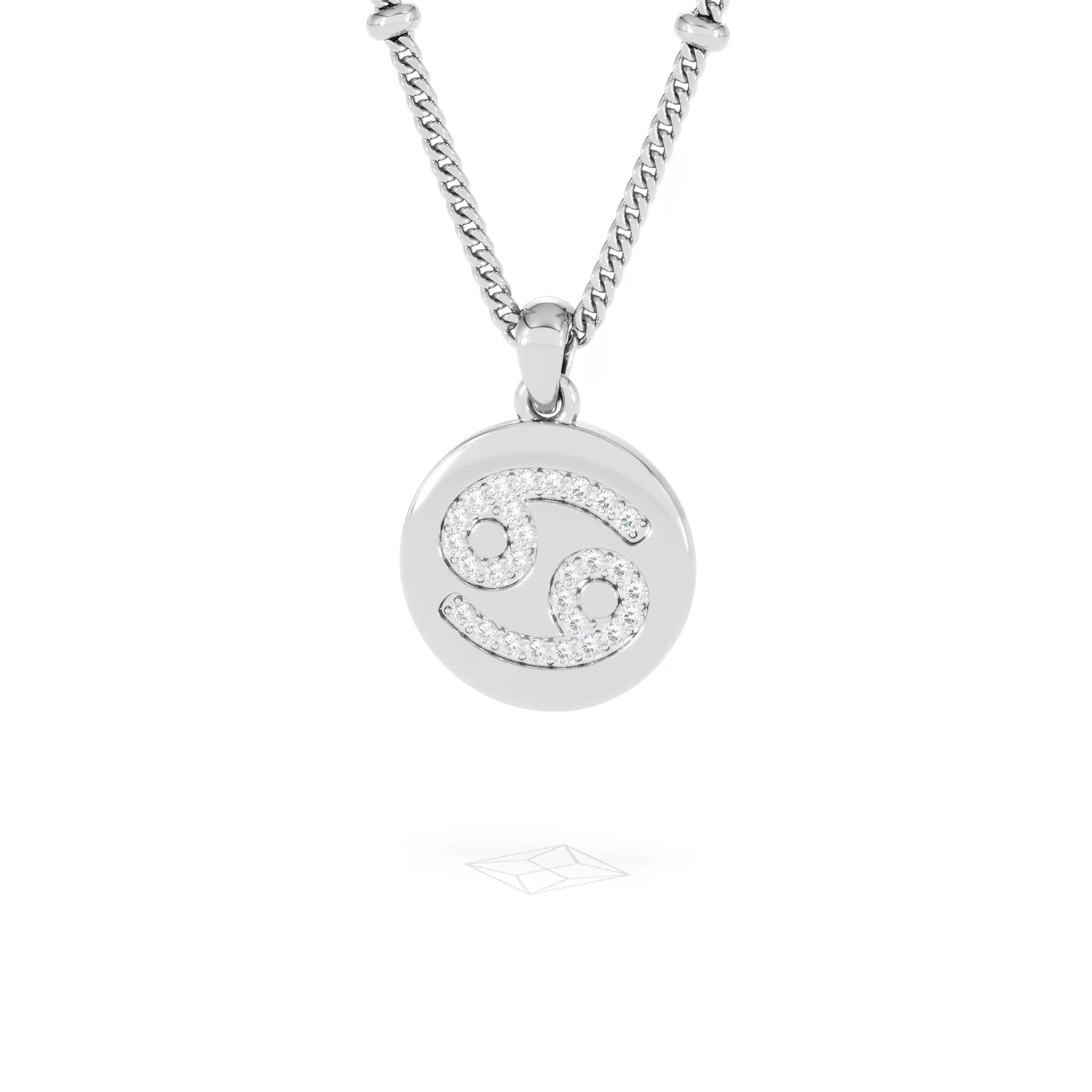 Astrology Cancer 0.07ct Lab Grown Diamond Medallion Pendant Necklace in Sterling Silver - Image 11
