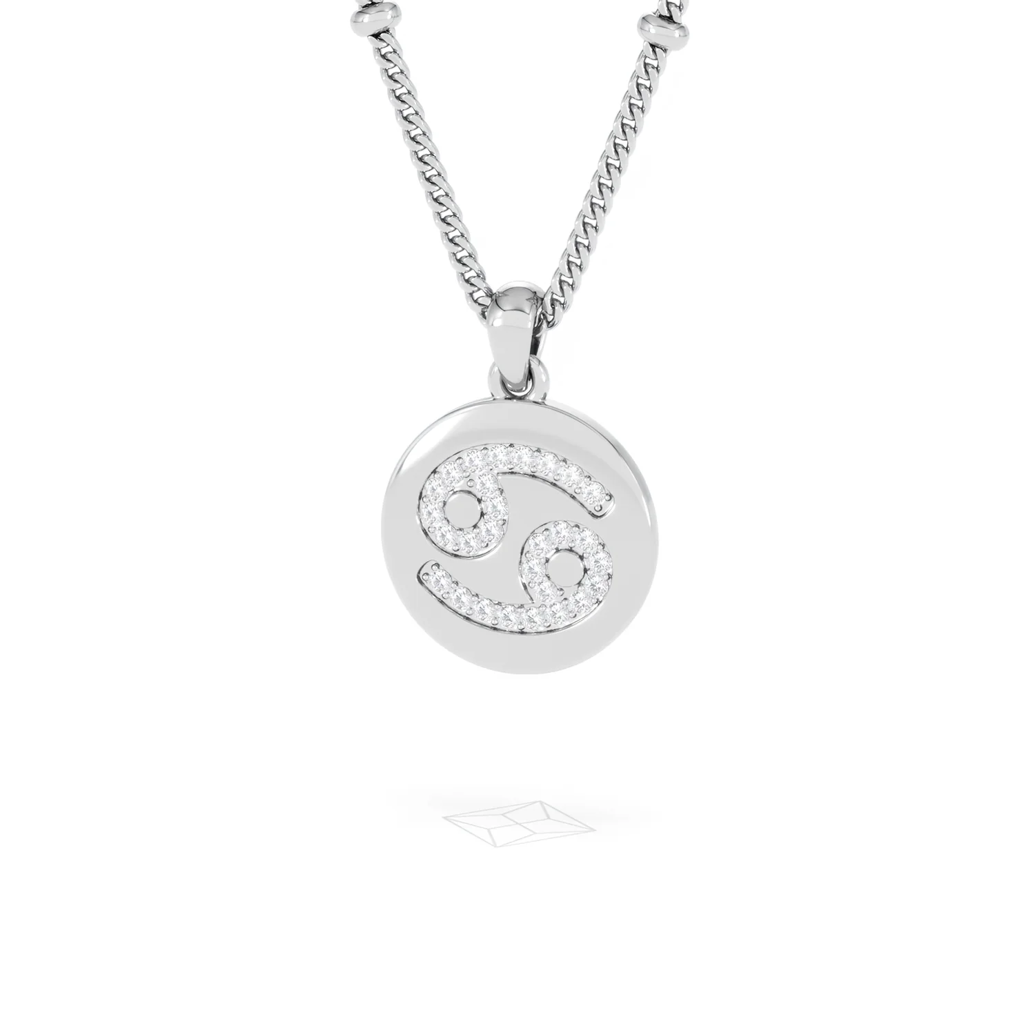 Astrology Cancer 0.07ct Lab Grown Diamond Medallion Pendant Necklace in Sterling Silver - Image 12