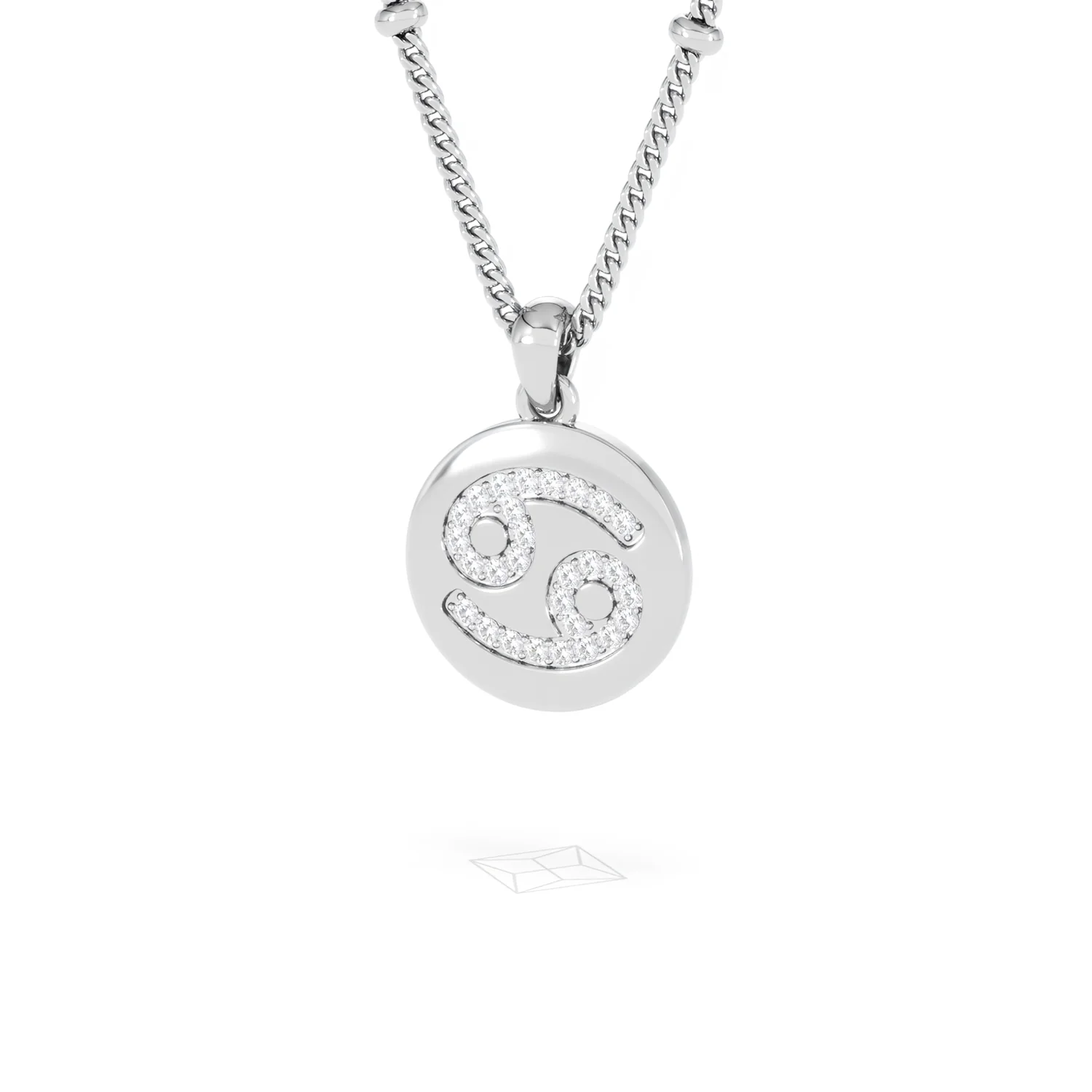 Astrology Cancer 0.07ct Lab Grown Diamond Medallion Pendant Necklace in Sterling Silver - Image 13