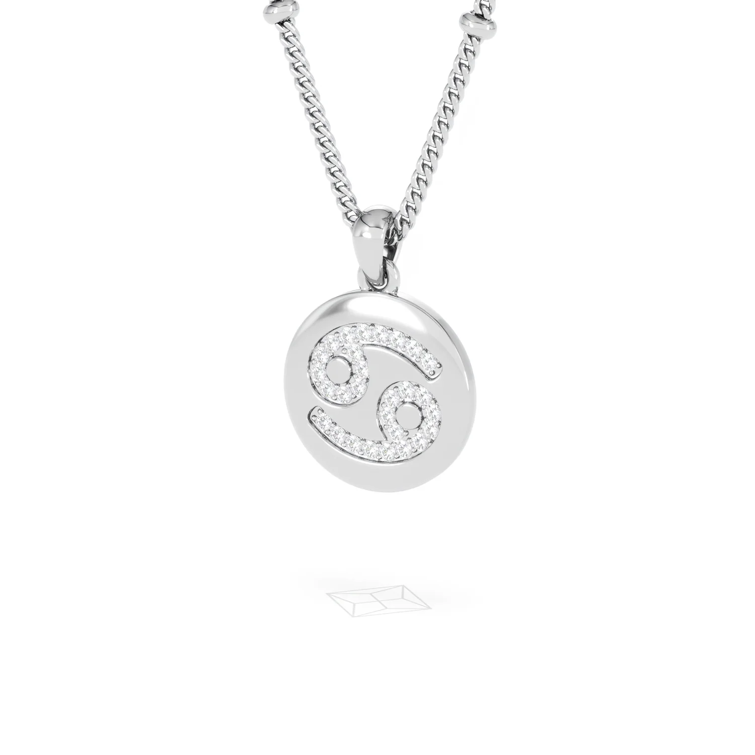Astrology Cancer 0.07ct Lab Grown Diamond Medallion Pendant Necklace in Sterling Silver - Image 14