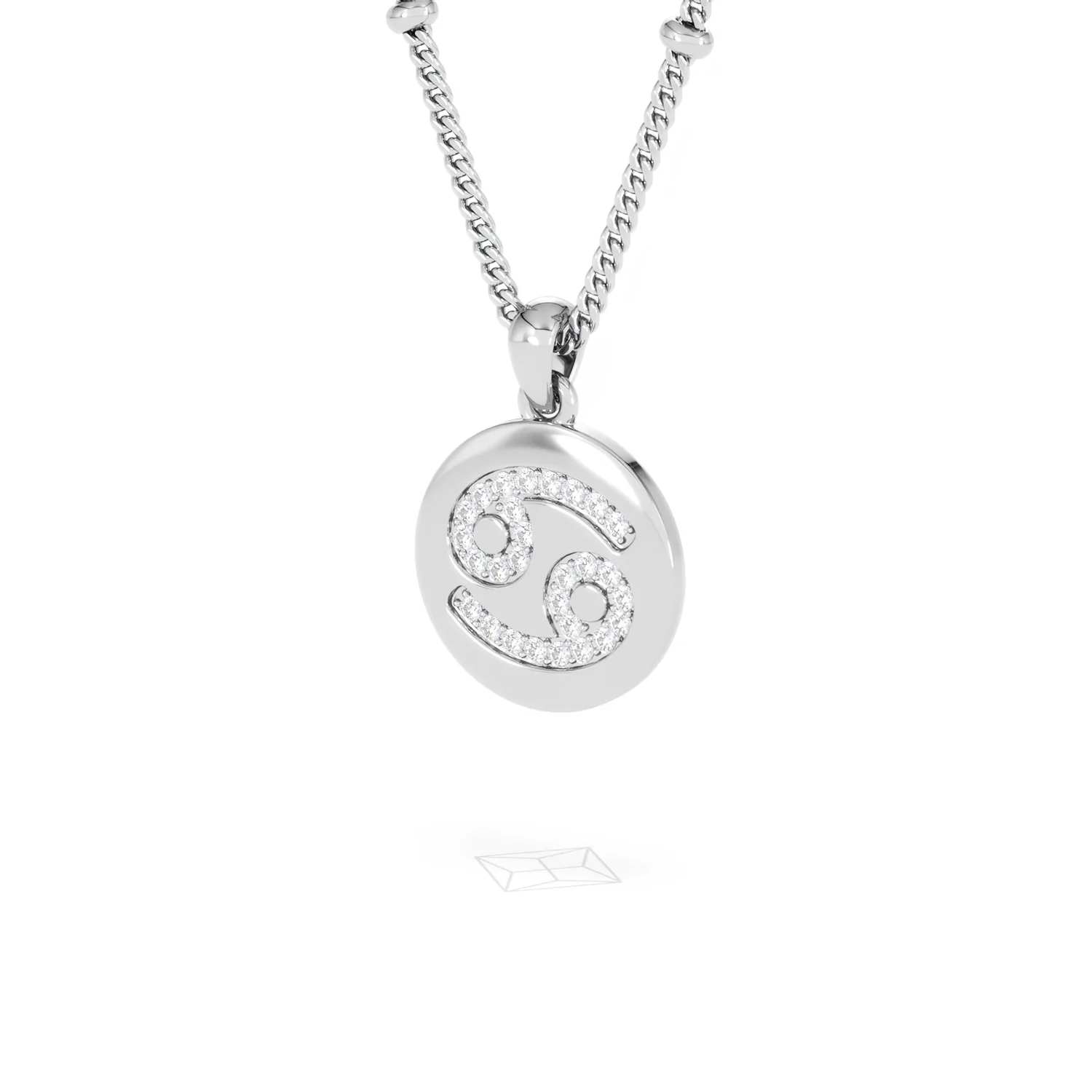 Astrology Cancer 0.07ct Lab Grown Diamond Medallion Pendant Necklace in Sterling Silver - Image 15
