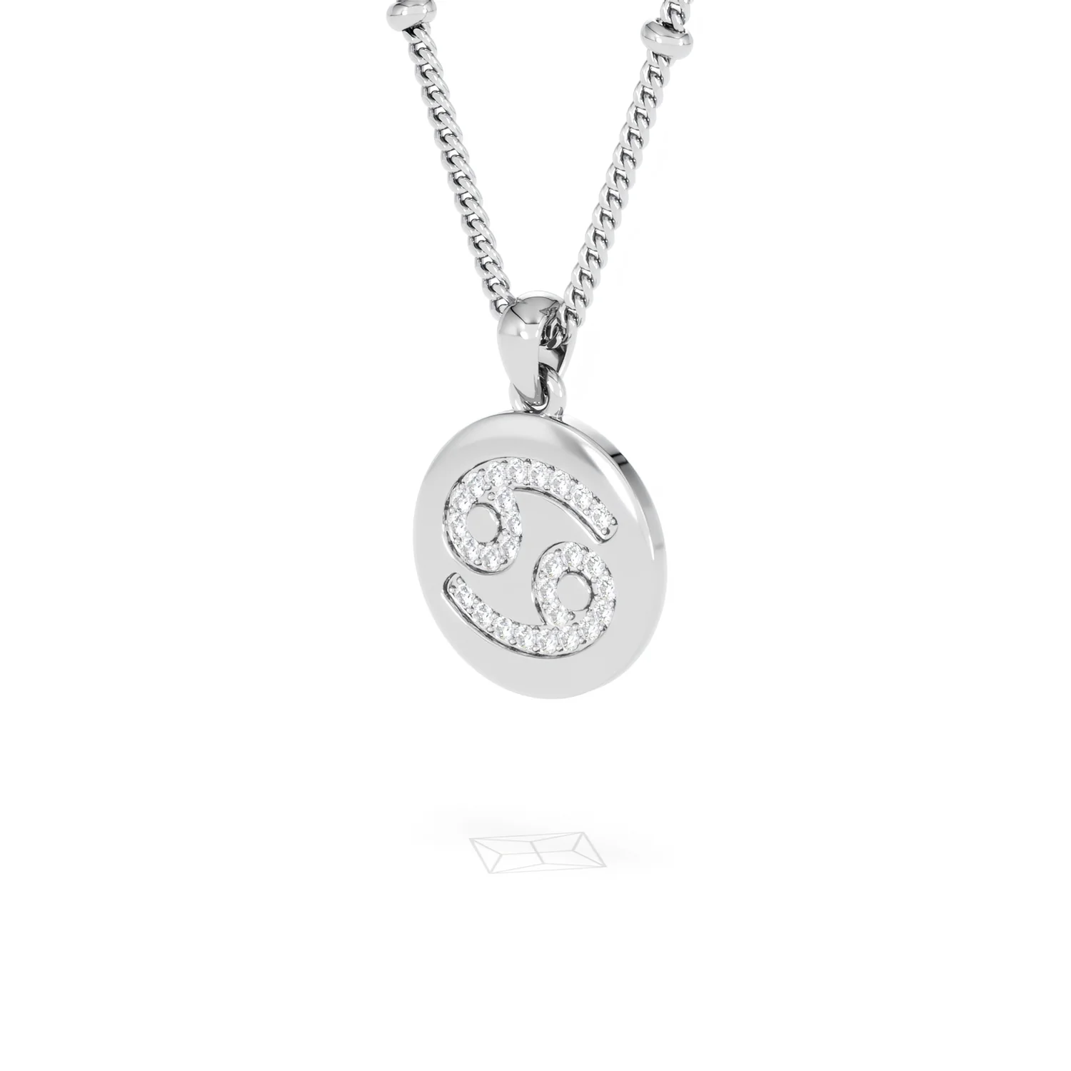 Astrology Cancer 0.07ct Lab Grown Diamond Medallion Pendant Necklace in Sterling Silver - Image 16