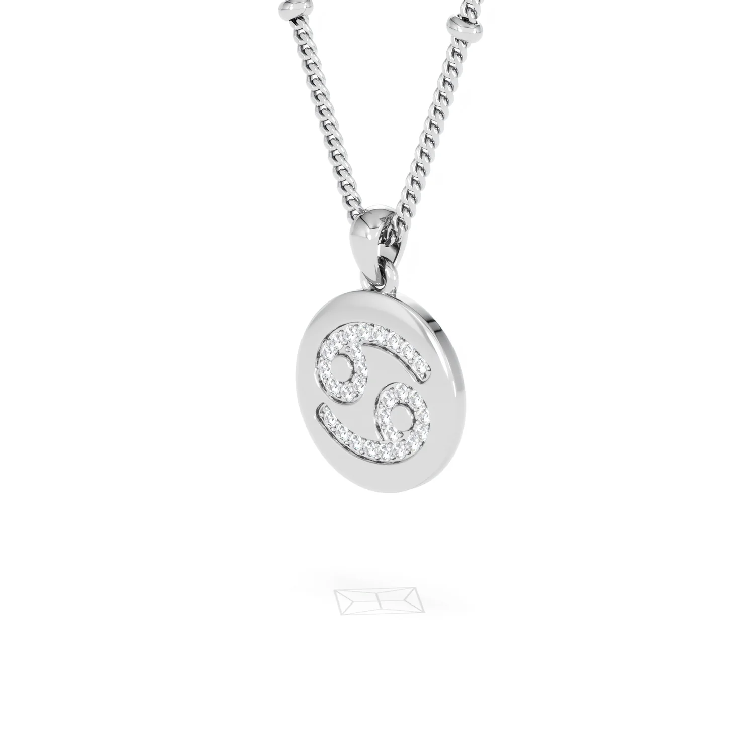 Astrology Cancer 0.07ct Lab Grown Diamond Medallion Pendant Necklace in Sterling Silver - Image 17
