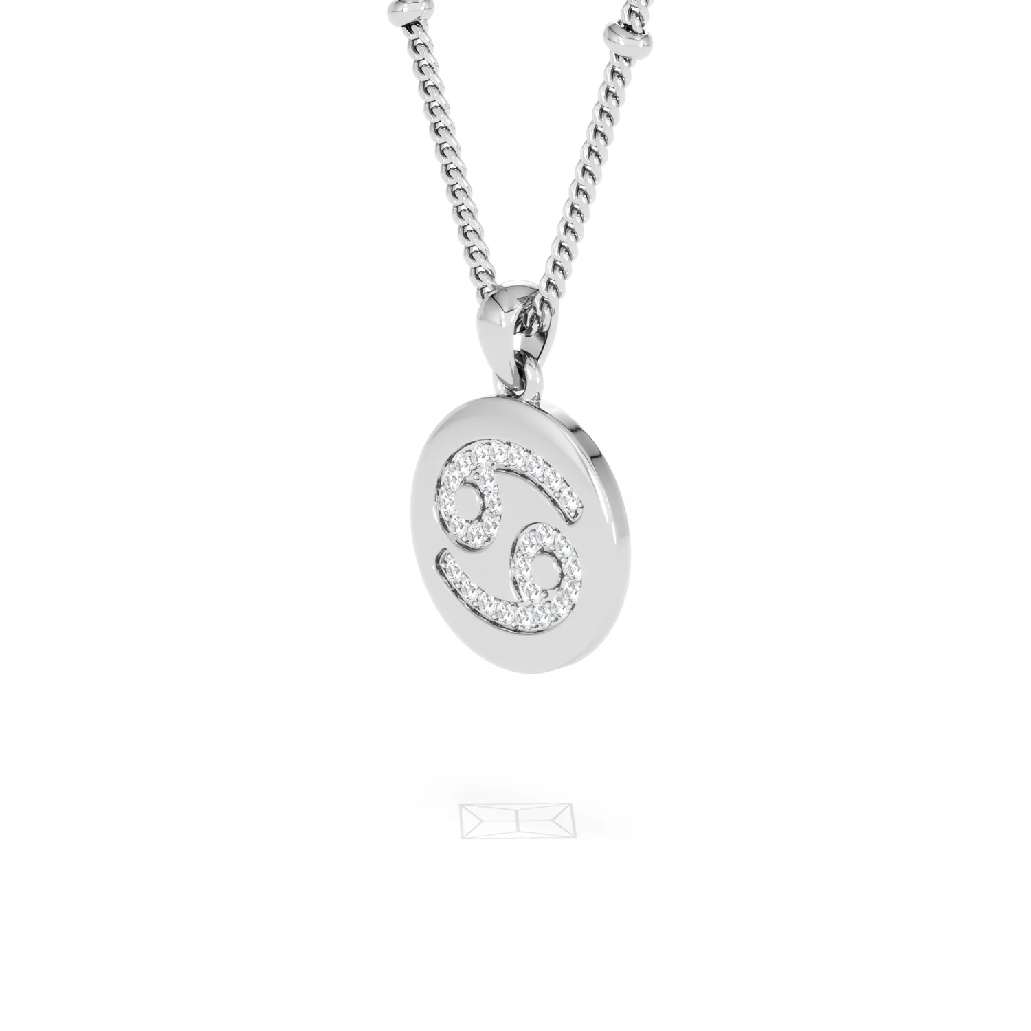 Astrology Cancer 0.07ct Lab Grown Diamond Medallion Pendant Necklace in Sterling Silver - Image 18