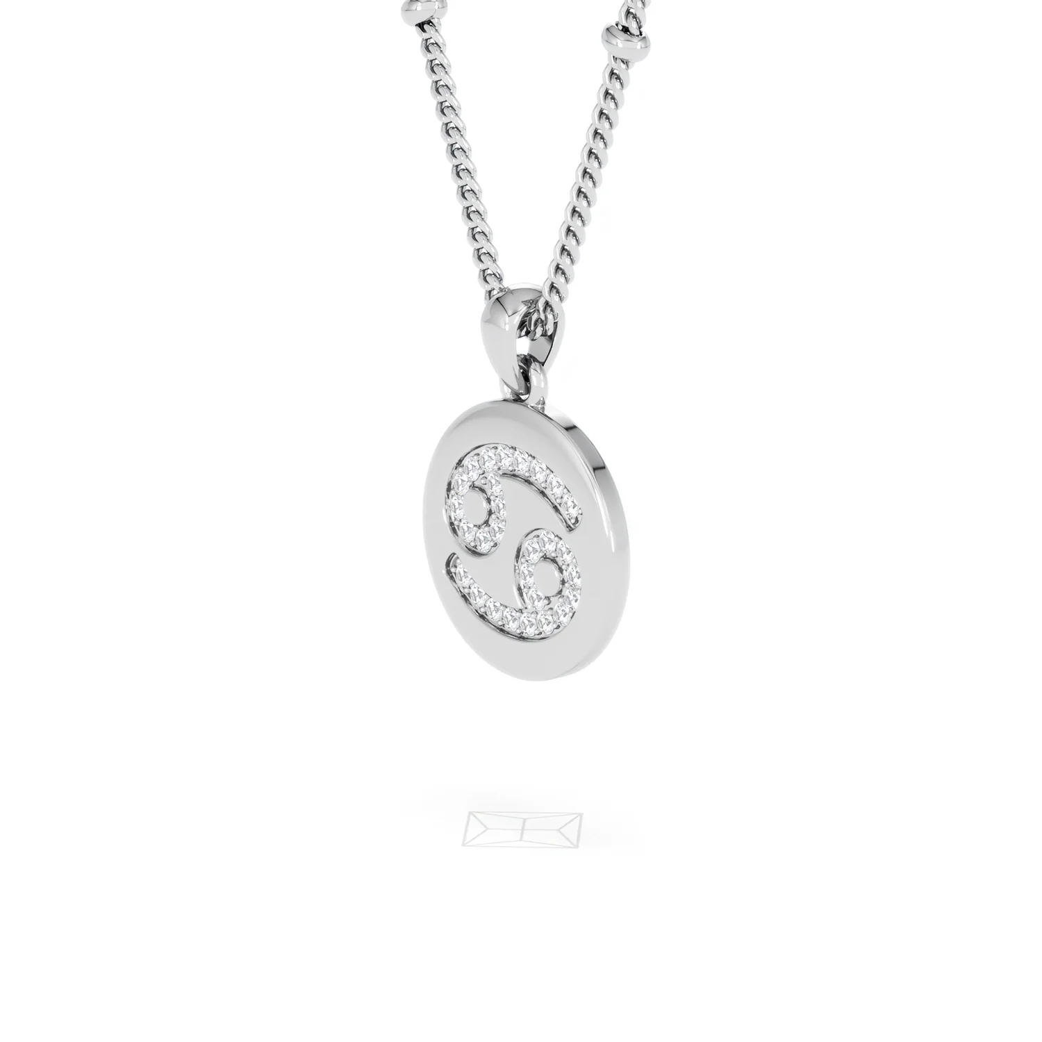 Astrology Cancer 0.07ct Lab Grown Diamond Medallion Pendant Necklace in Sterling Silver - Image 19