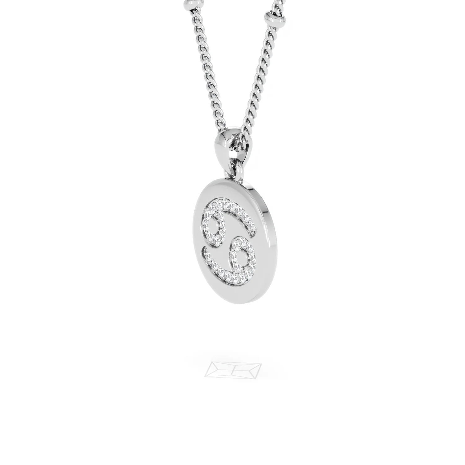 Astrology Cancer 0.07ct Lab Grown Diamond Medallion Pendant Necklace in Sterling Silver - Image 20