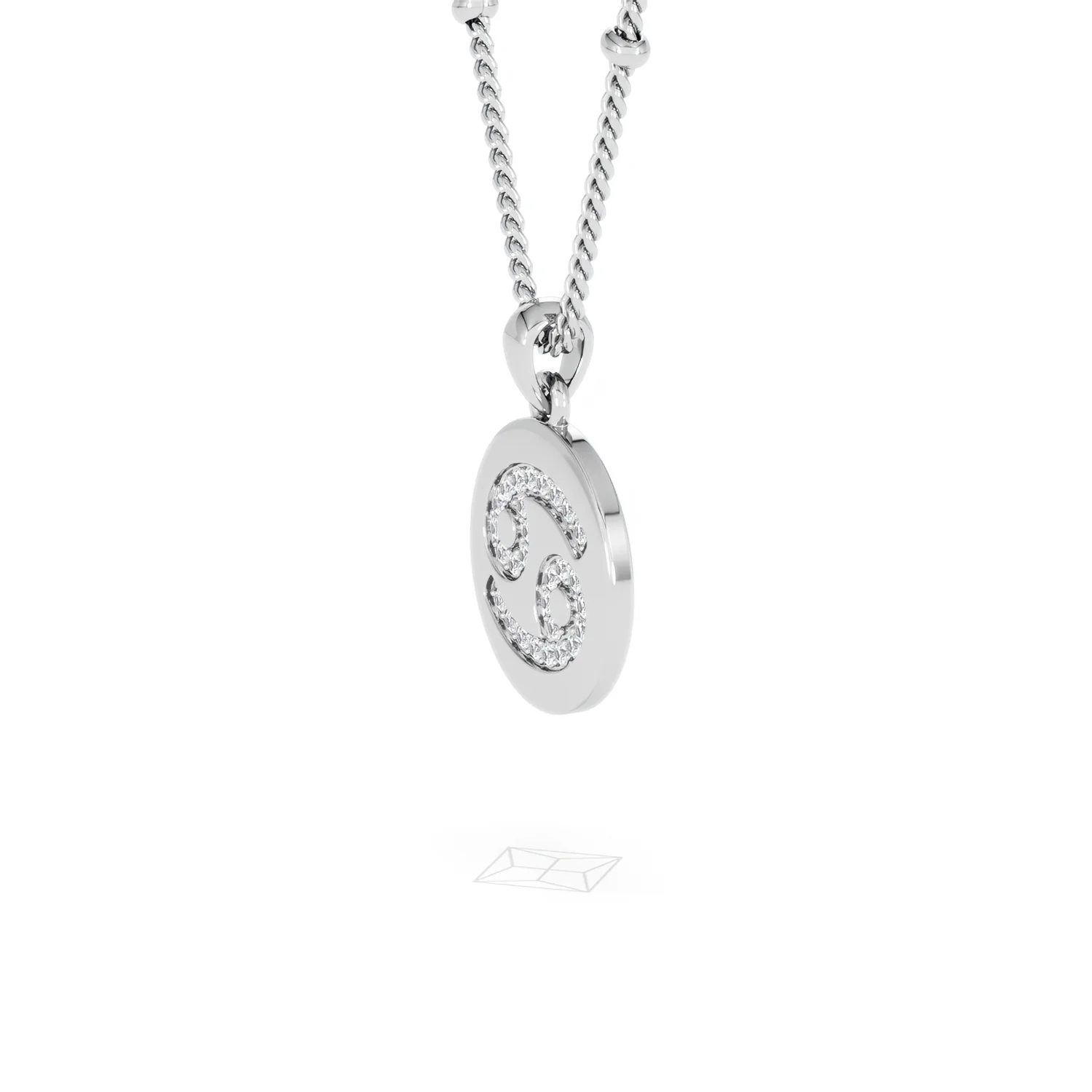 Astrology Cancer 0.07ct Lab Grown Diamond Medallion Pendant Necklace in Sterling Silver - Image 22