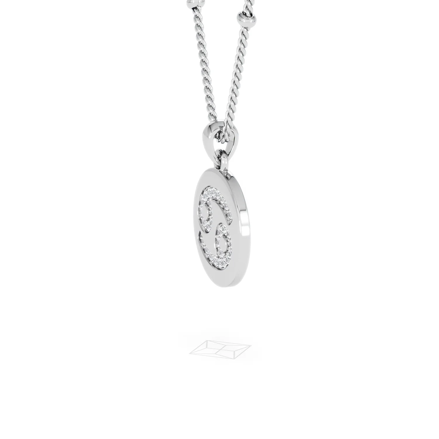 Astrology Cancer 0.07ct Lab Grown Diamond Medallion Pendant Necklace in Sterling Silver - Image 23