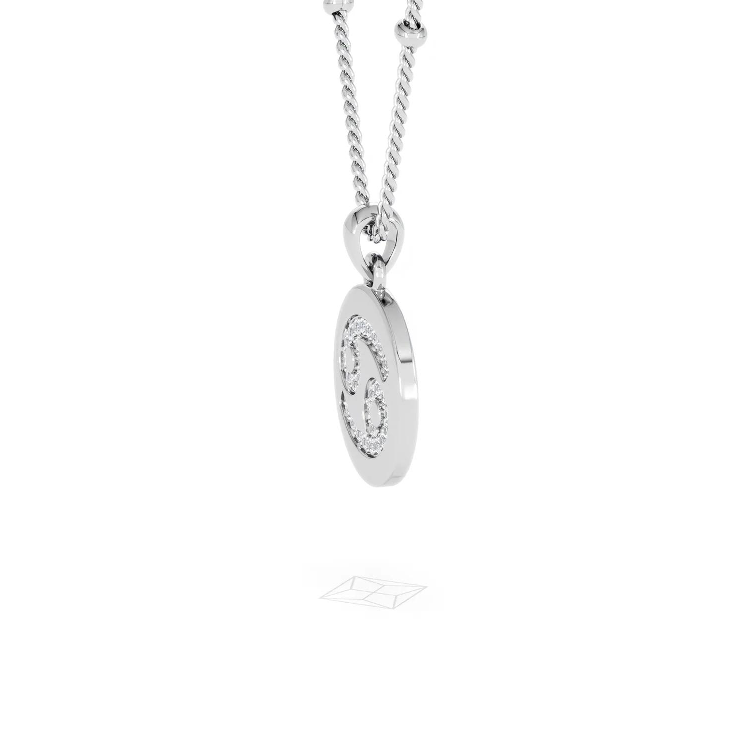 Astrology Cancer 0.07ct Lab Grown Diamond Medallion Pendant Necklace in Sterling Silver - Image 24