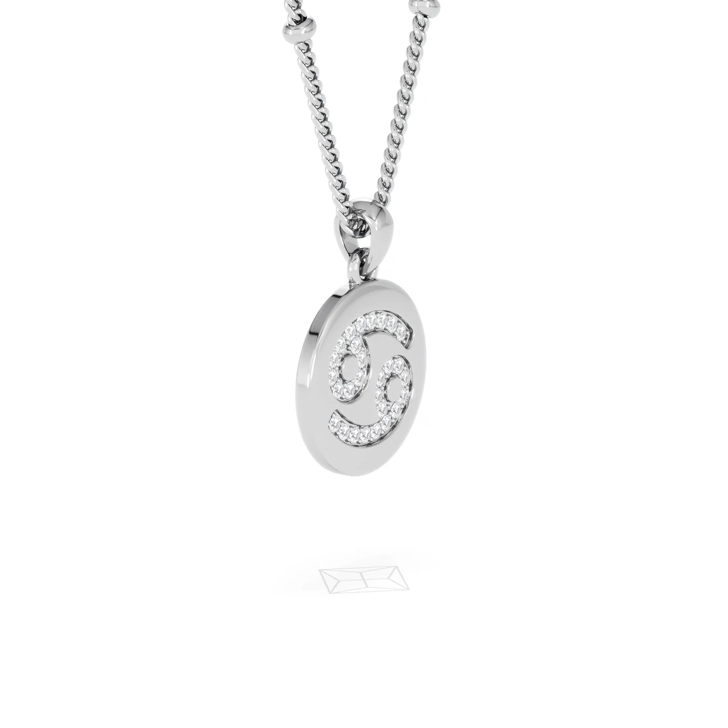 Astrology Cancer 0.07ct Lab Grown Diamond Medallion Pendant Necklace in Sterling Silver - Image 76