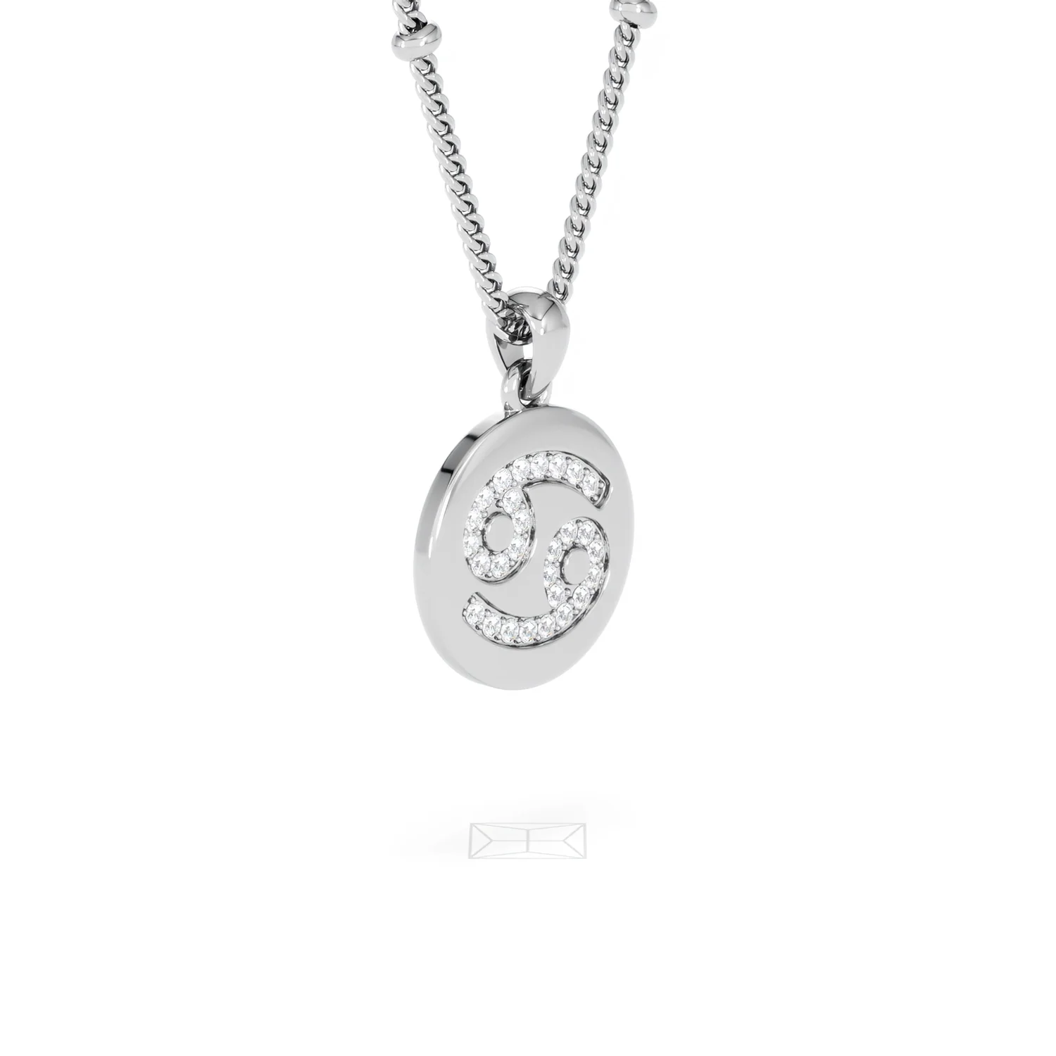 Astrology Cancer 0.07ct Lab Grown Diamond Medallion Pendant Necklace in Sterling Silver - Image 78