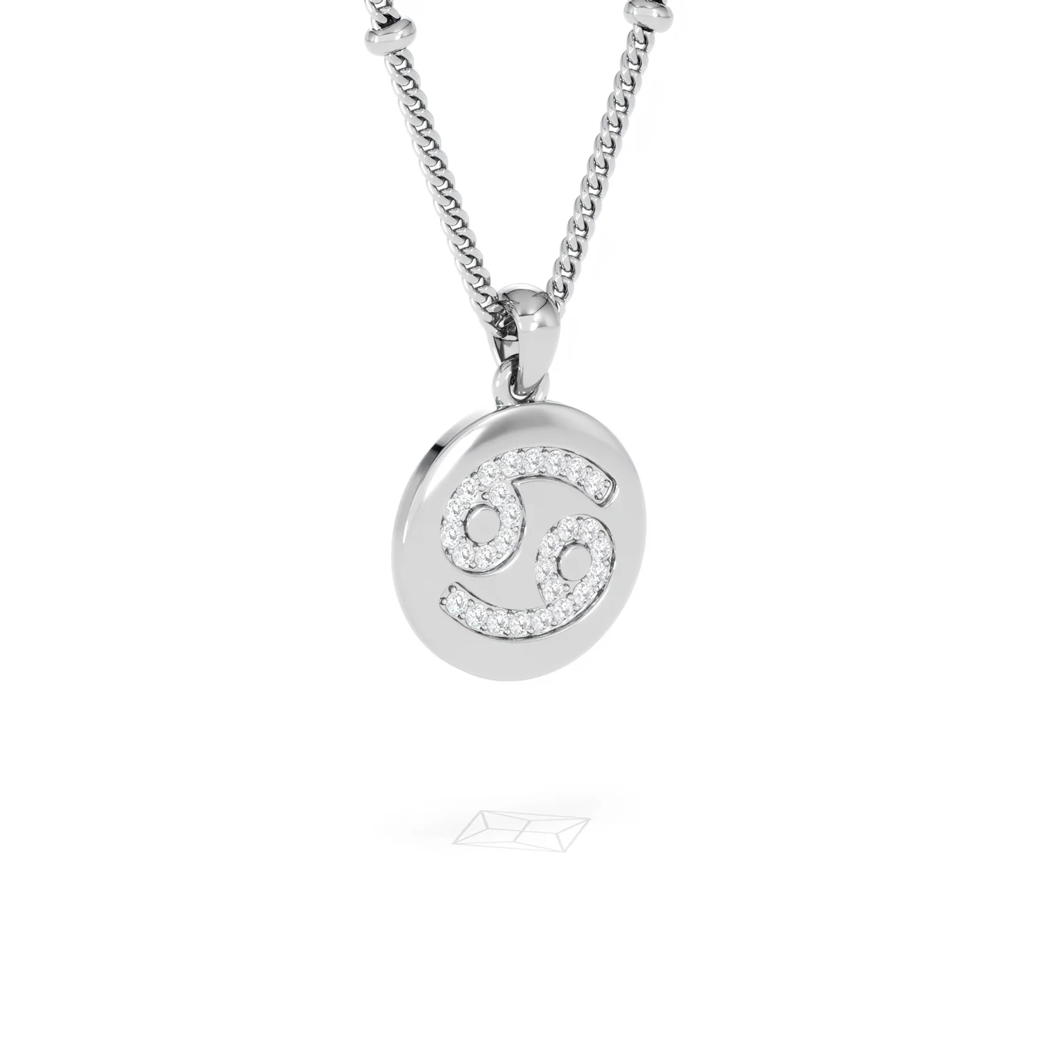 Astrology Cancer 0.07ct Lab Grown Diamond Medallion Pendant Necklace in Sterling Silver - Image 81