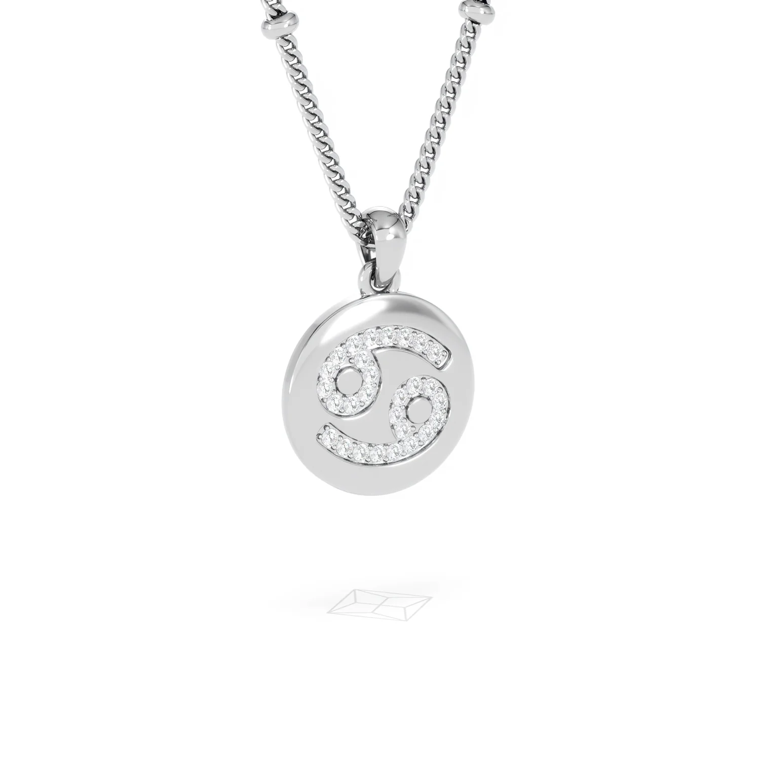 Astrology Cancer 0.07ct Lab Grown Diamond Medallion Pendant Necklace in Sterling Silver - Image 82